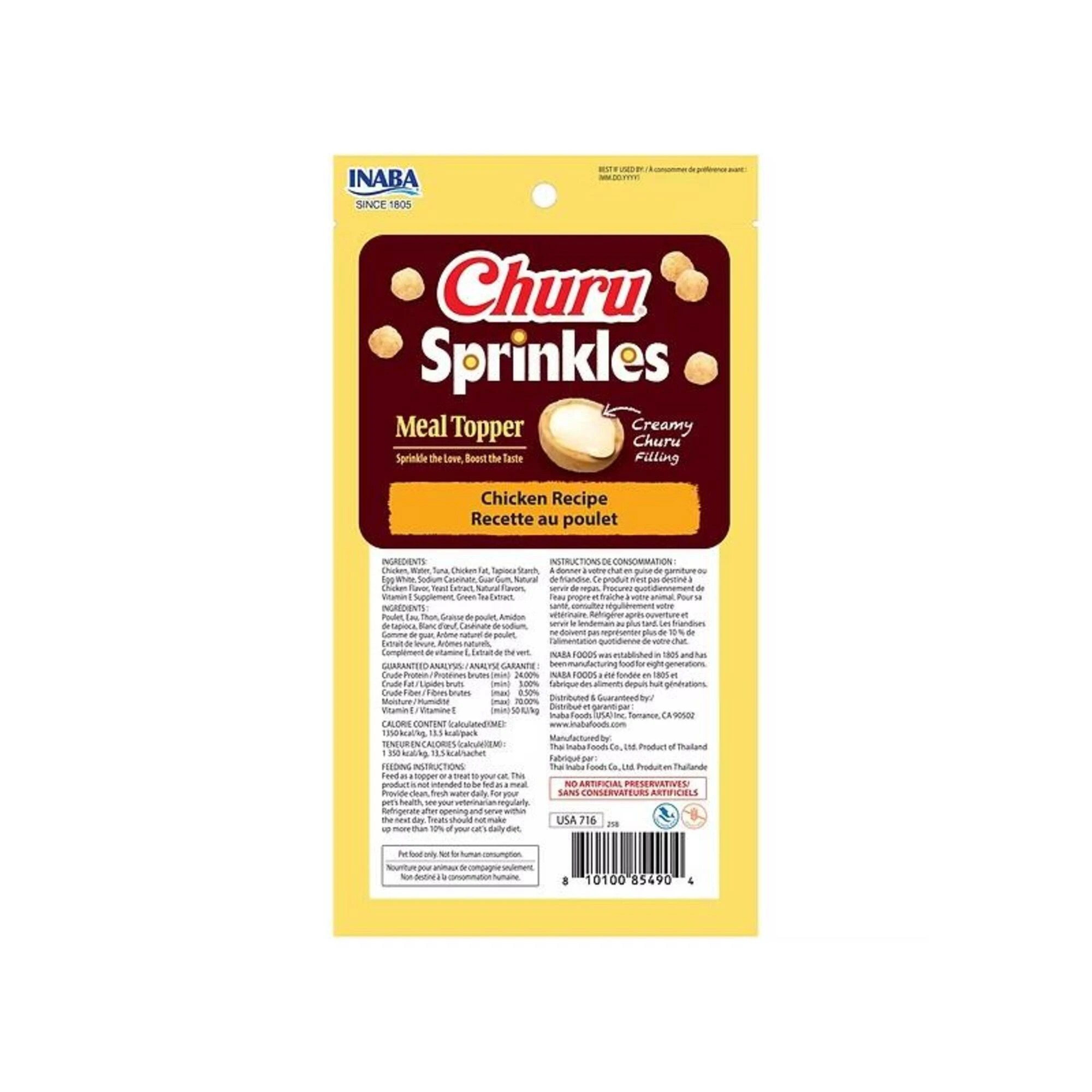 2 Inaba Churu Sprinkles Meal Topper Cat Treats Chicken Recipe 6 x 30g, 2 of 2