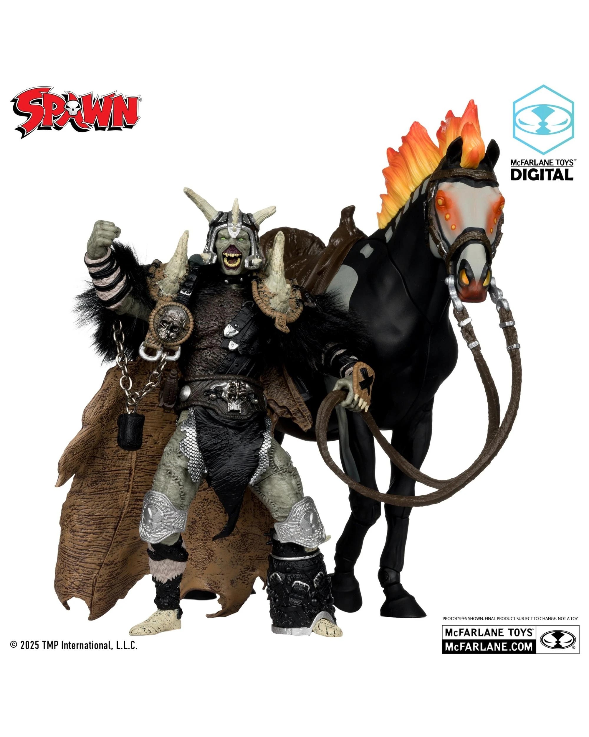 3 Mcfarlane Digital Gold Label Spawn the Dark Ages Bloodaxe with Horse 7 inch Figure 2 Pack with Digital Collectable, 3 of 10