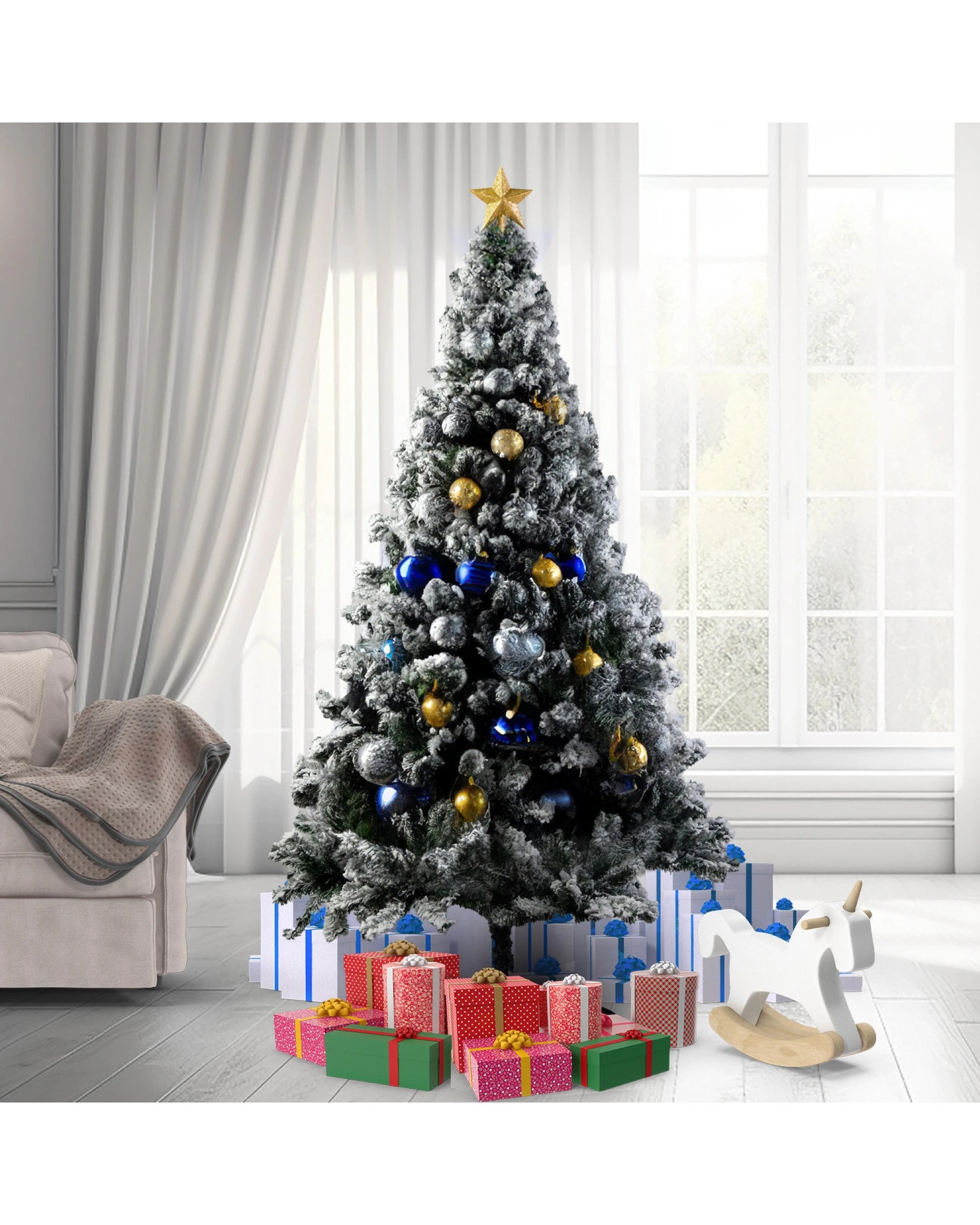 2 Christabelle Snow-Tipped Snowflocked Artificial Christmas Tree 1.5m - 550 Tips, 2 of 6