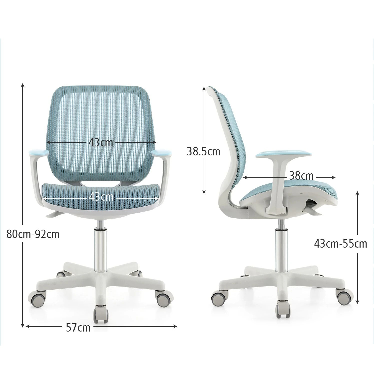 4 Costway Desk Chair Swivel Mesh Chair w/Adjustable Height - Blue, 4 of 6