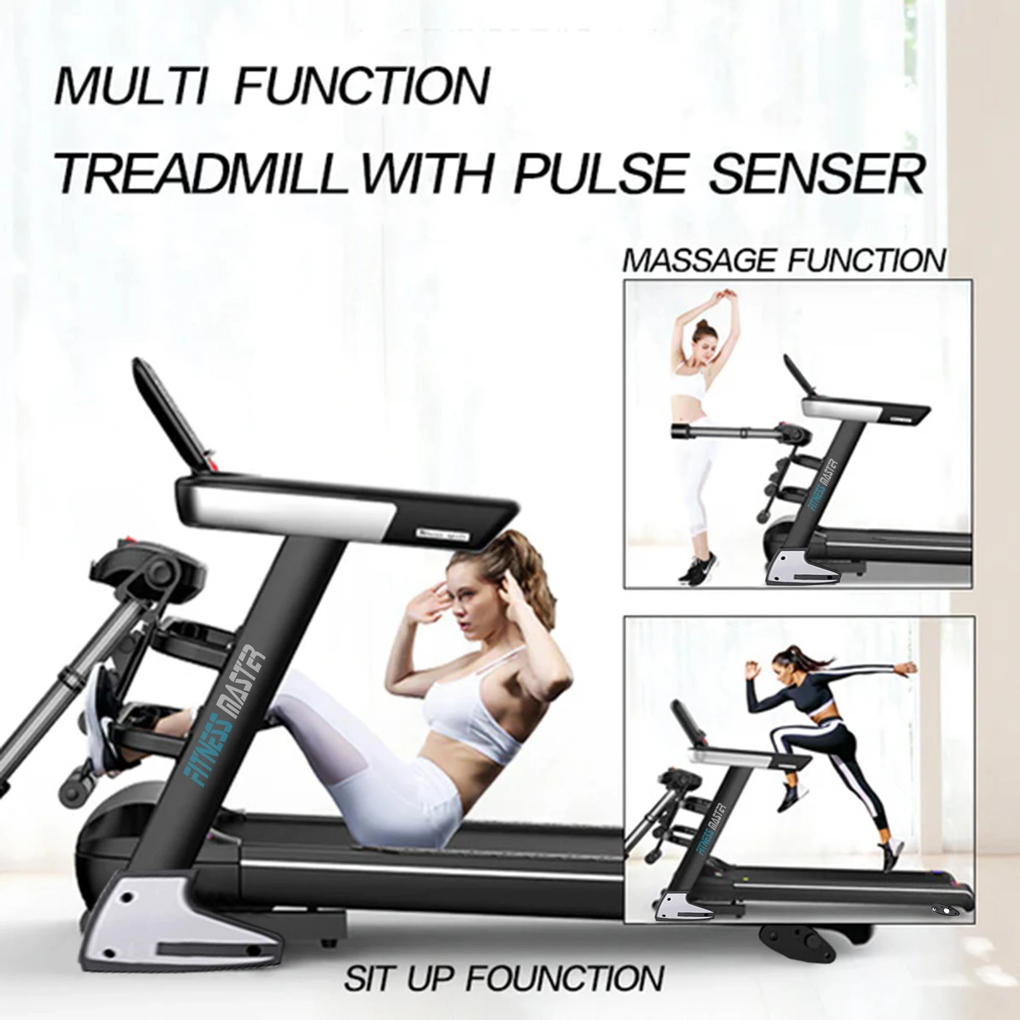 2 Fitness Master Multifunctional Electric Treadmill Pulse Sensor Fitness Home Gym, 2 of 7