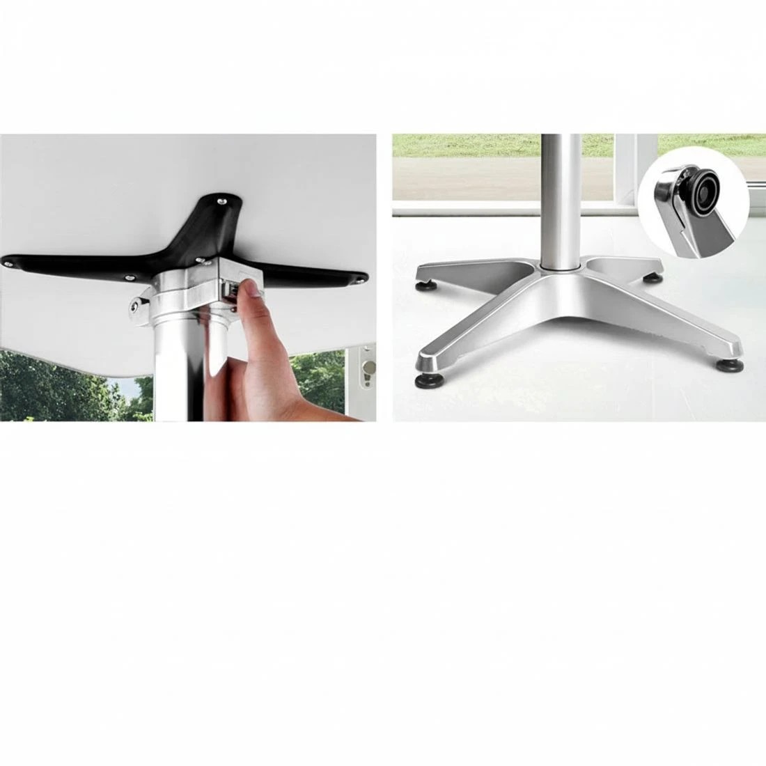 5 Gardeon Outdoor Bar Table Adjustable Aluminium Square 70/110cm - Silver, 5 of 5