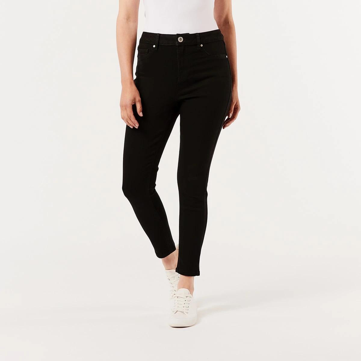 1 High Rise Ankle Length Skinny Jeans Black Wash, 1 of 8