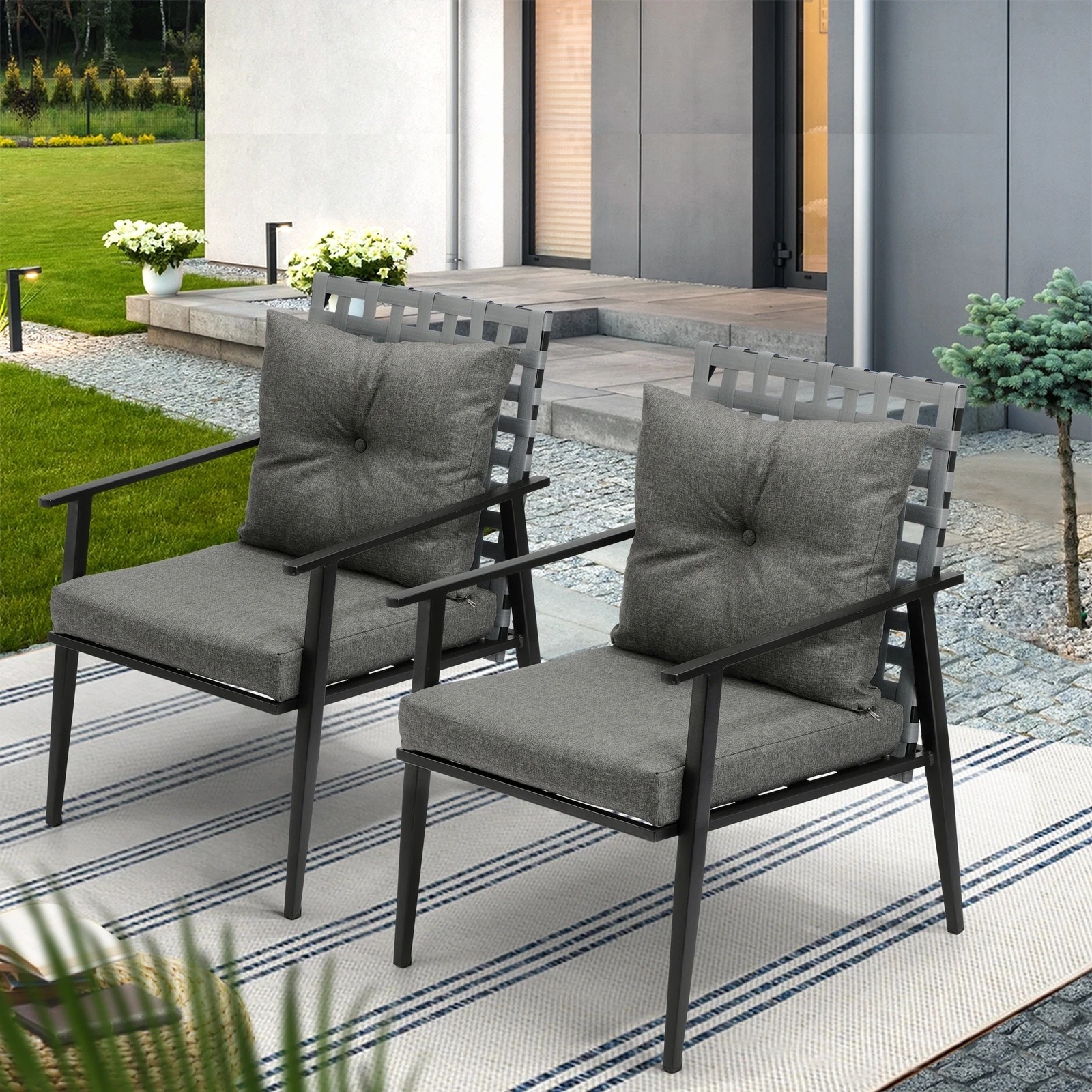 4 Livsip 2PCS Outdoor Rattan Chairs Furniture Garden Patio Lounge Armchair - Multi, 4 of 9