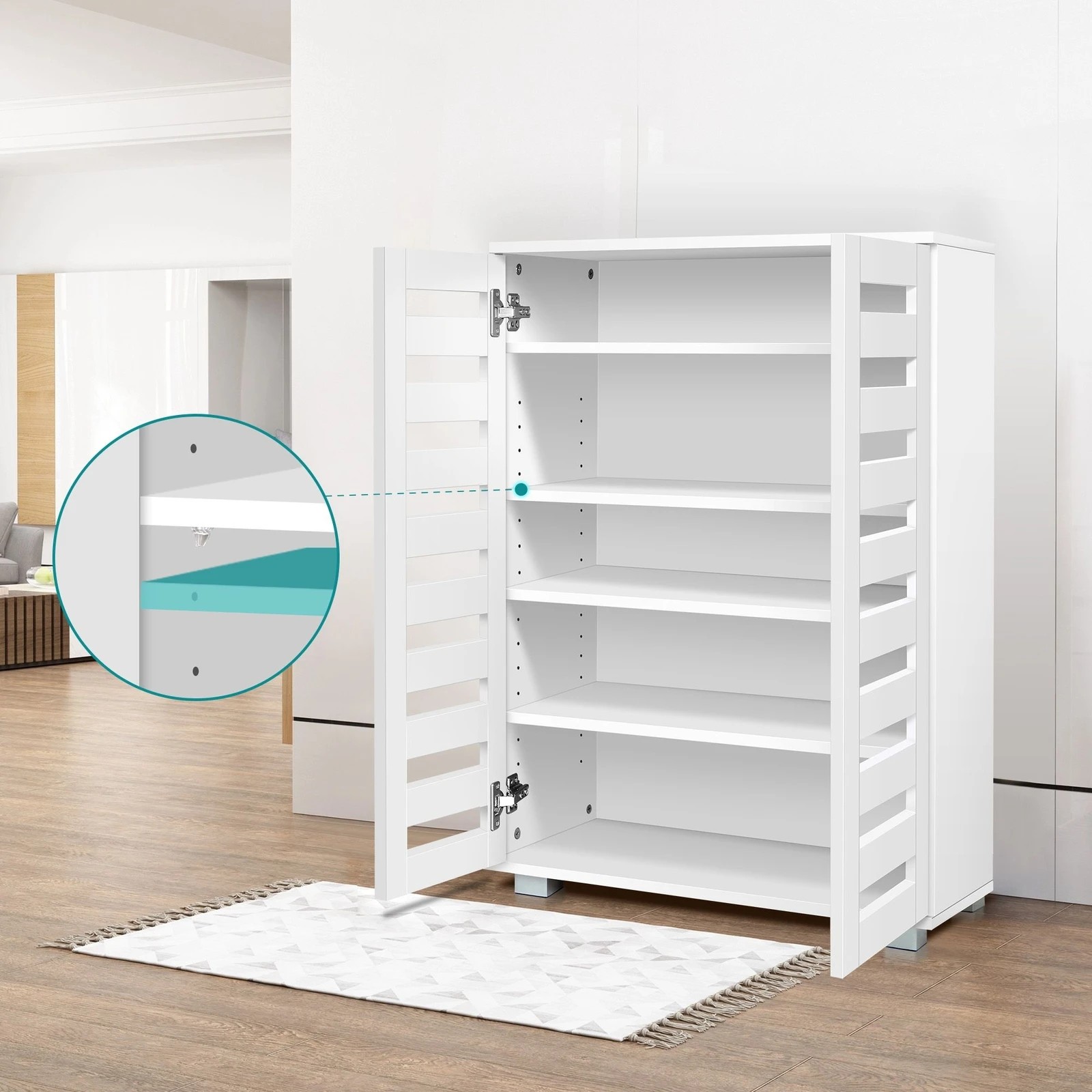 5 Alfordson Shoe Cabinet Organiser Storage Rack Drawer Shelf 21 pairs - White, 5 of 10