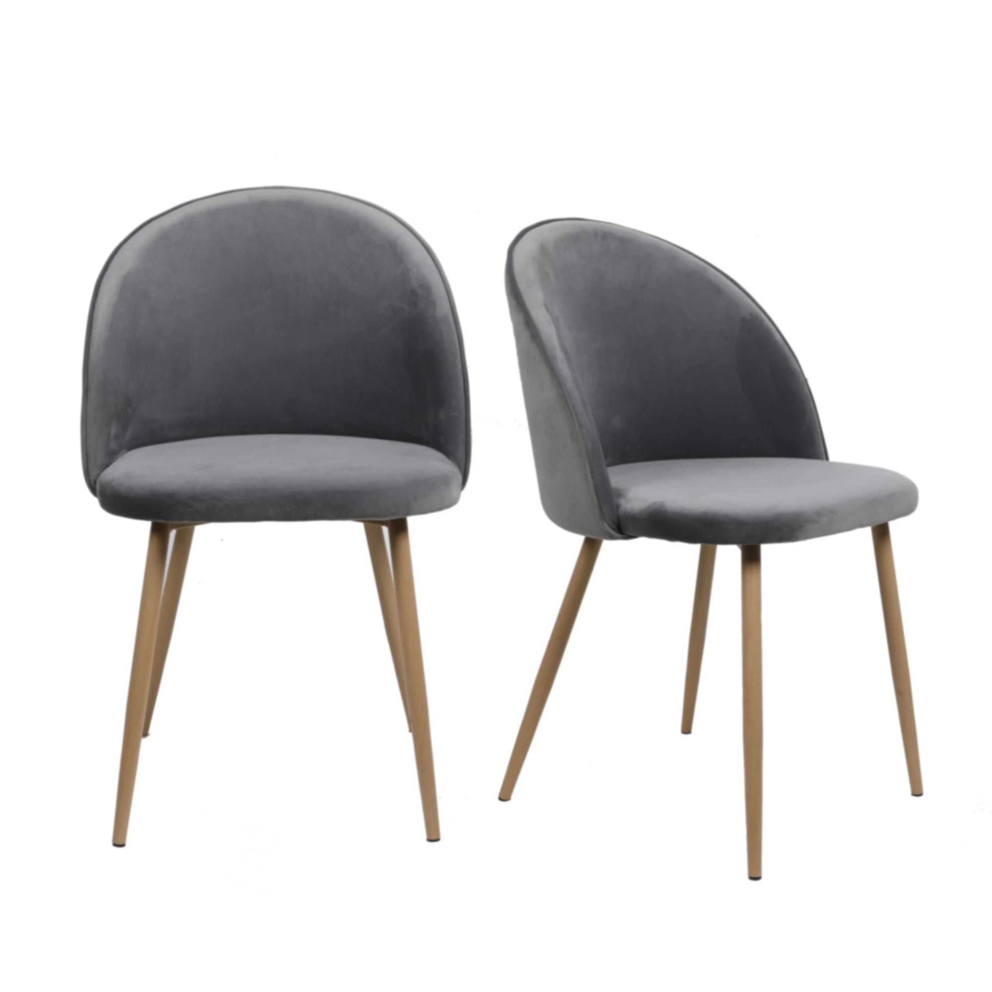 1 Levede 1 Set Of 2 Velvet Dining Chairs - Grey, 1 of 6