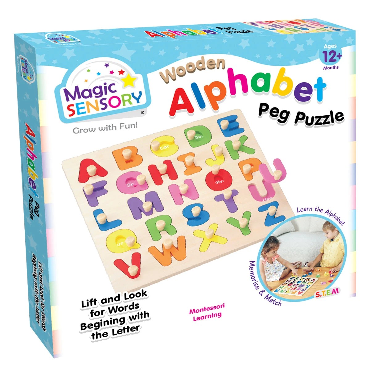 3 Magic Sensory Wooden Alphabet Peg Puzzle, 3 of 3