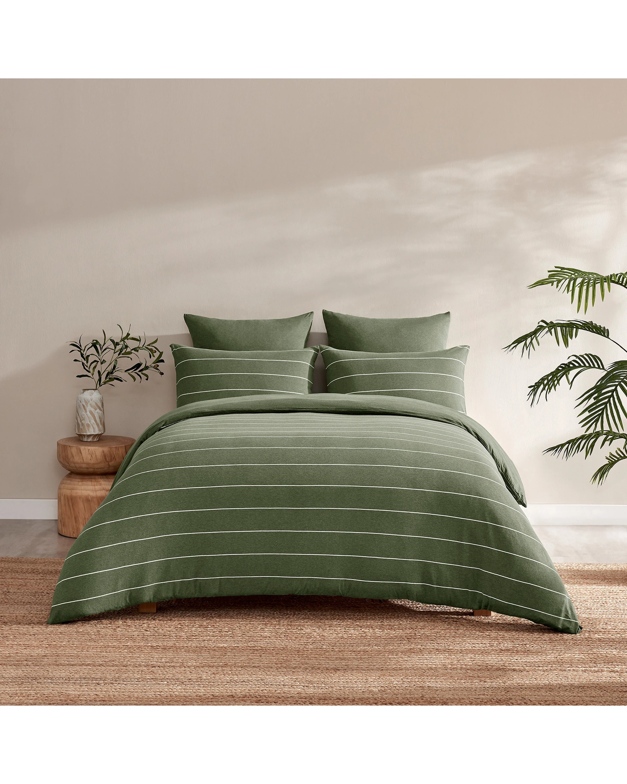 9 Dreamaker Jersey Luxe 100% Cotton Reversible Quilt Cover Set Charcoal - Queen Bed - Olive, 9 of 10