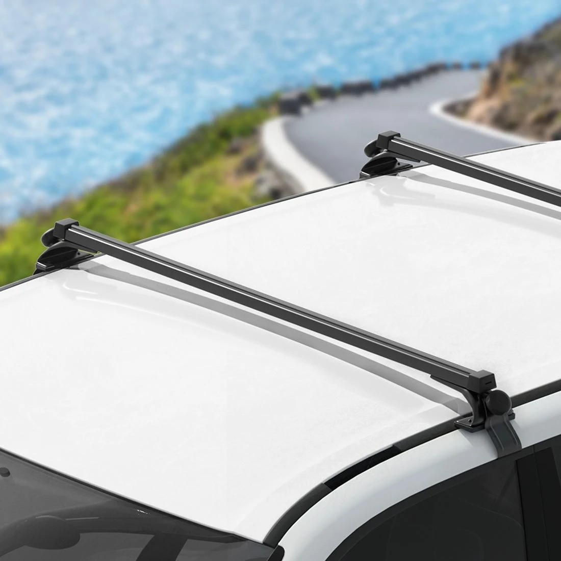 5 Giantz Universal Car Roof Racks Pod Aluminium Cross Bars Brackets 145cm - Black, 5 of 5