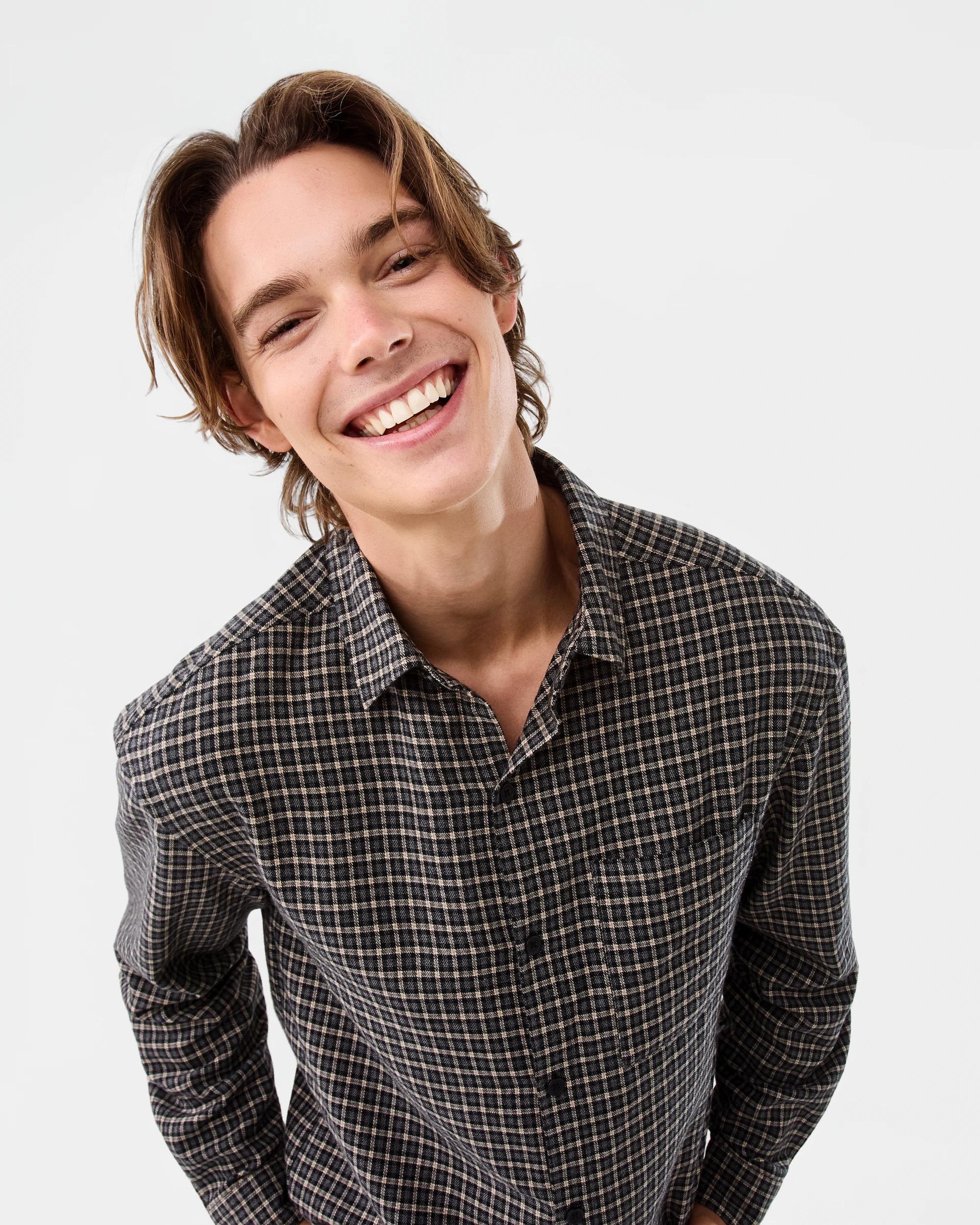 5 Long Sleeve Boxy Shirt Blk Check, 5 of 8