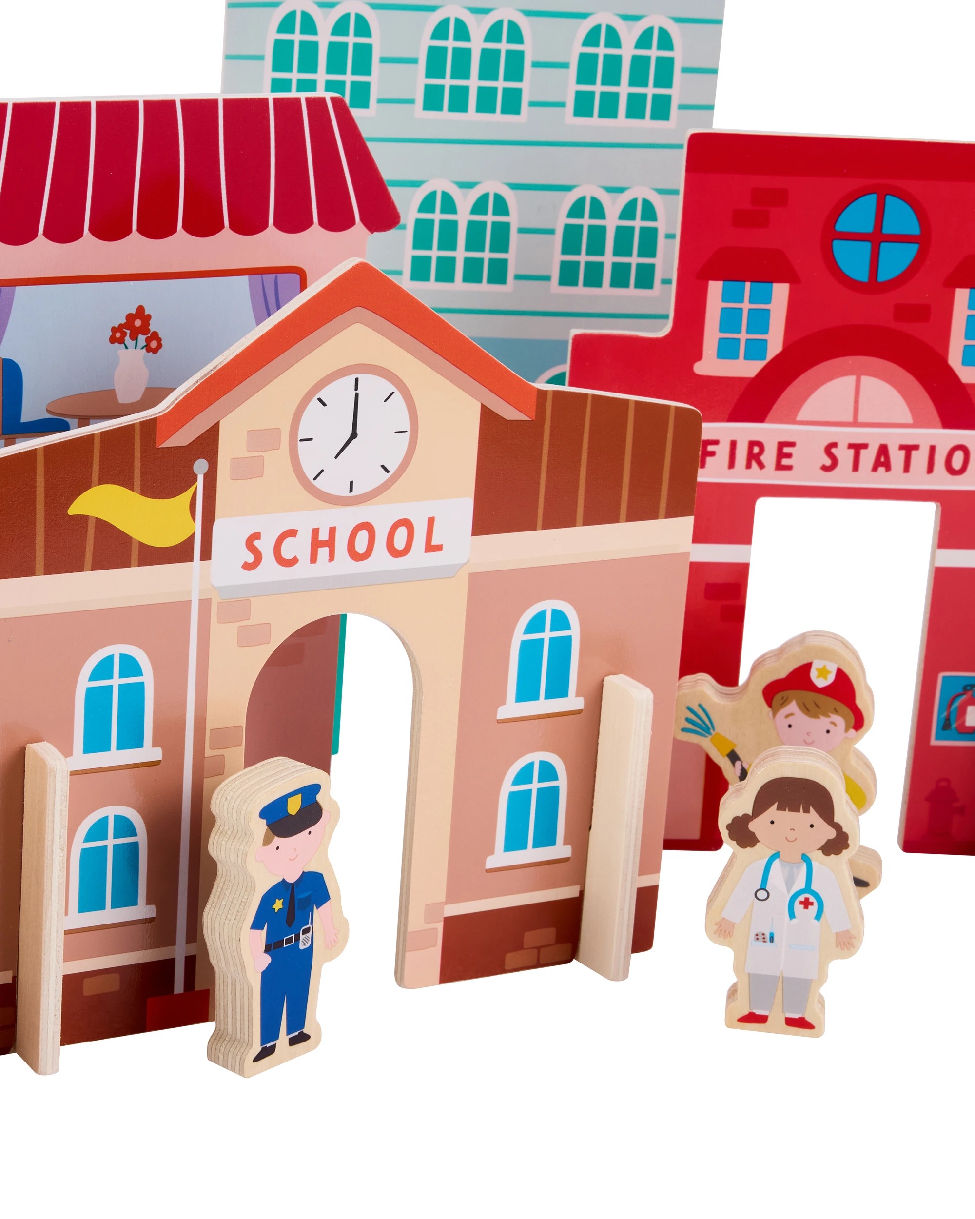 4 33 Piece Wooden Town Playset, 4 of 7