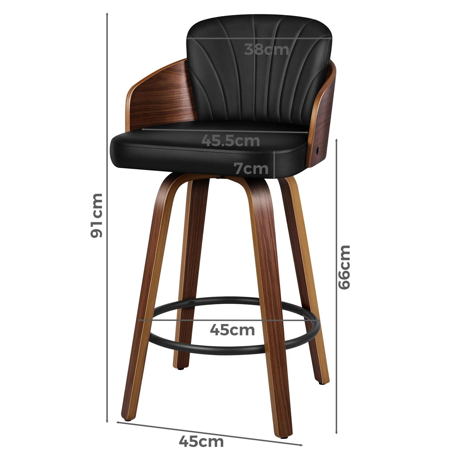 8 Alfordson 4x Swivel Bar Stools Alice Kitchen Wooden Dining Chair - Black, 8 of 10