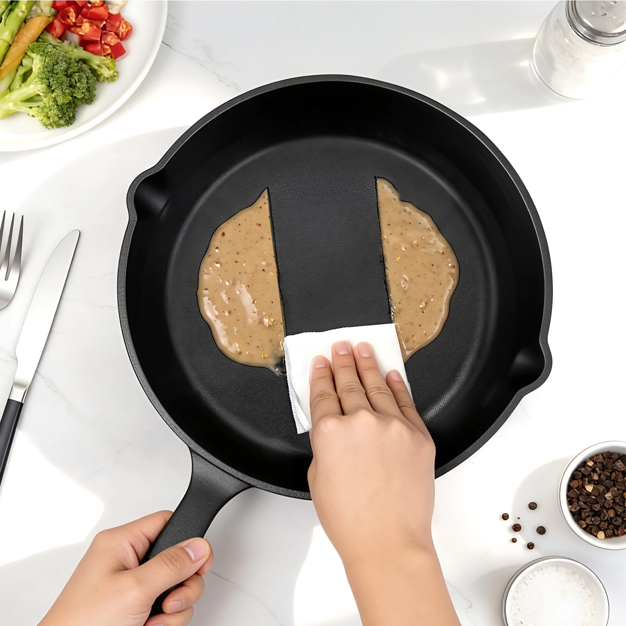 7 5-Star Chef 4 Piece Frying Pan Set Cookware for Gas Induction Ceramic Campfire 14/16/20/24cm - Black, 7 of 8