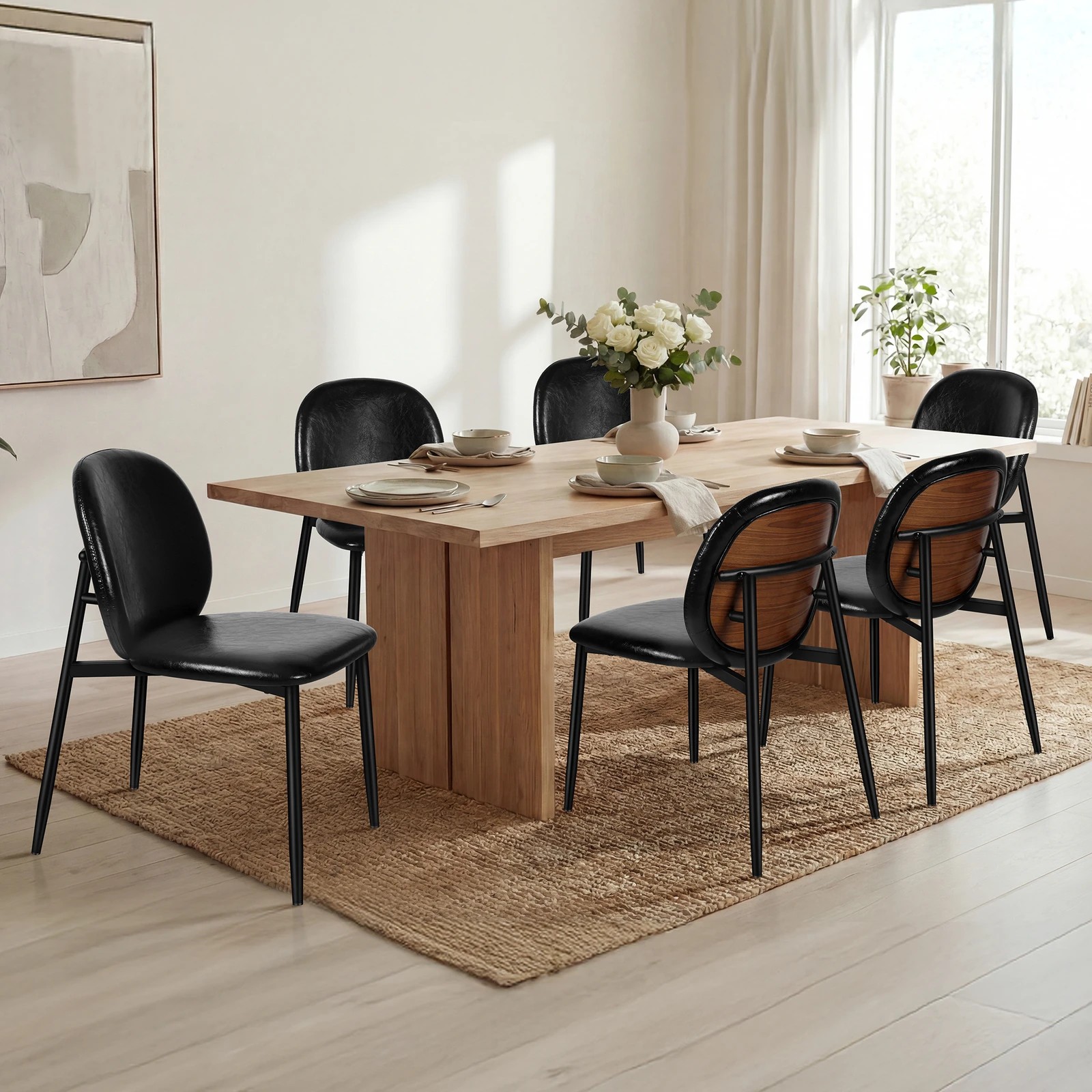 9 Alfordson 2x Dining Chairs Accent Kitchen Lounge Curved Back PU Leather - Black, 9 of 10