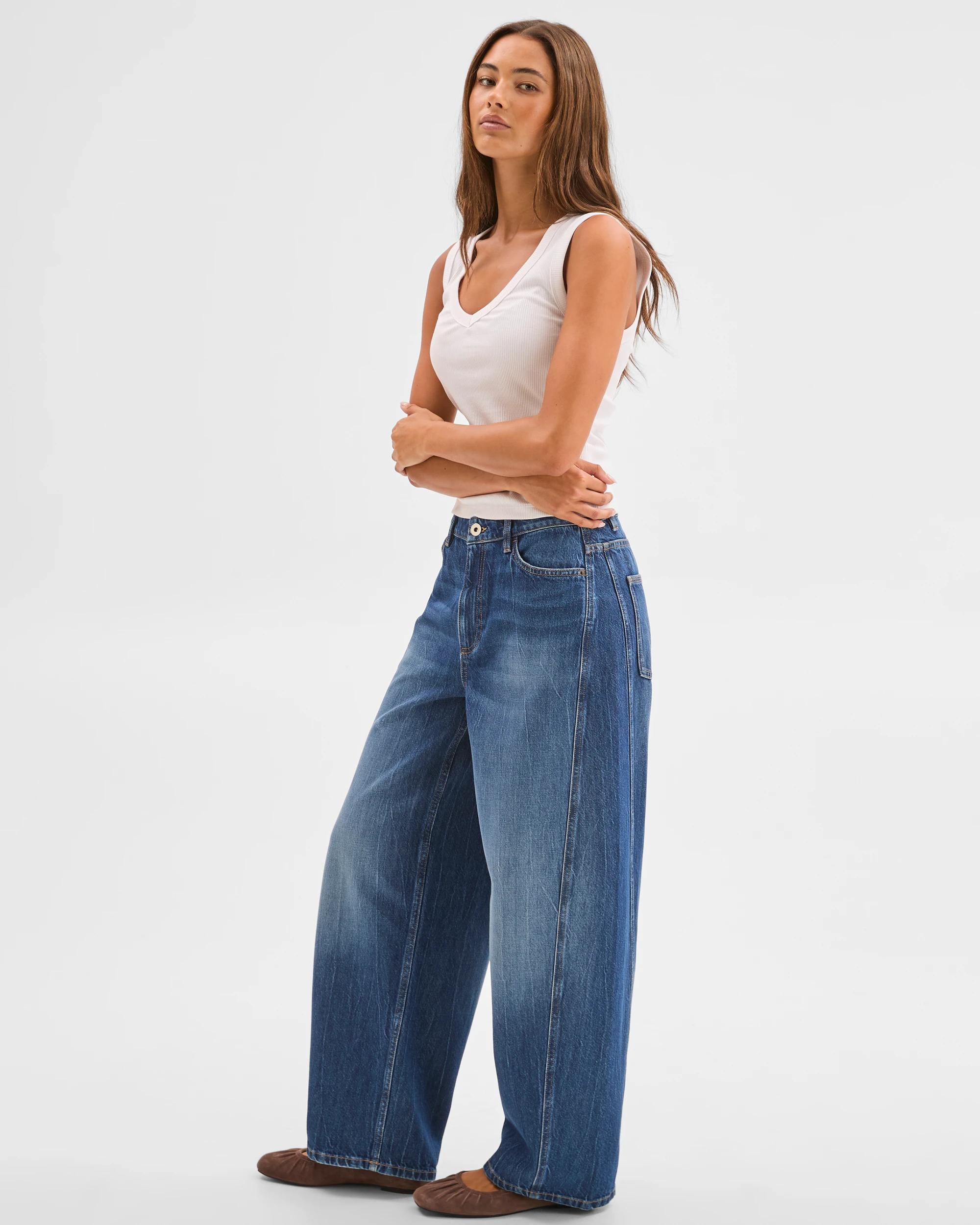 3 Lily Loves Barrel Leg Denim Jeans SHINJUKU BLUE, 3 of 7