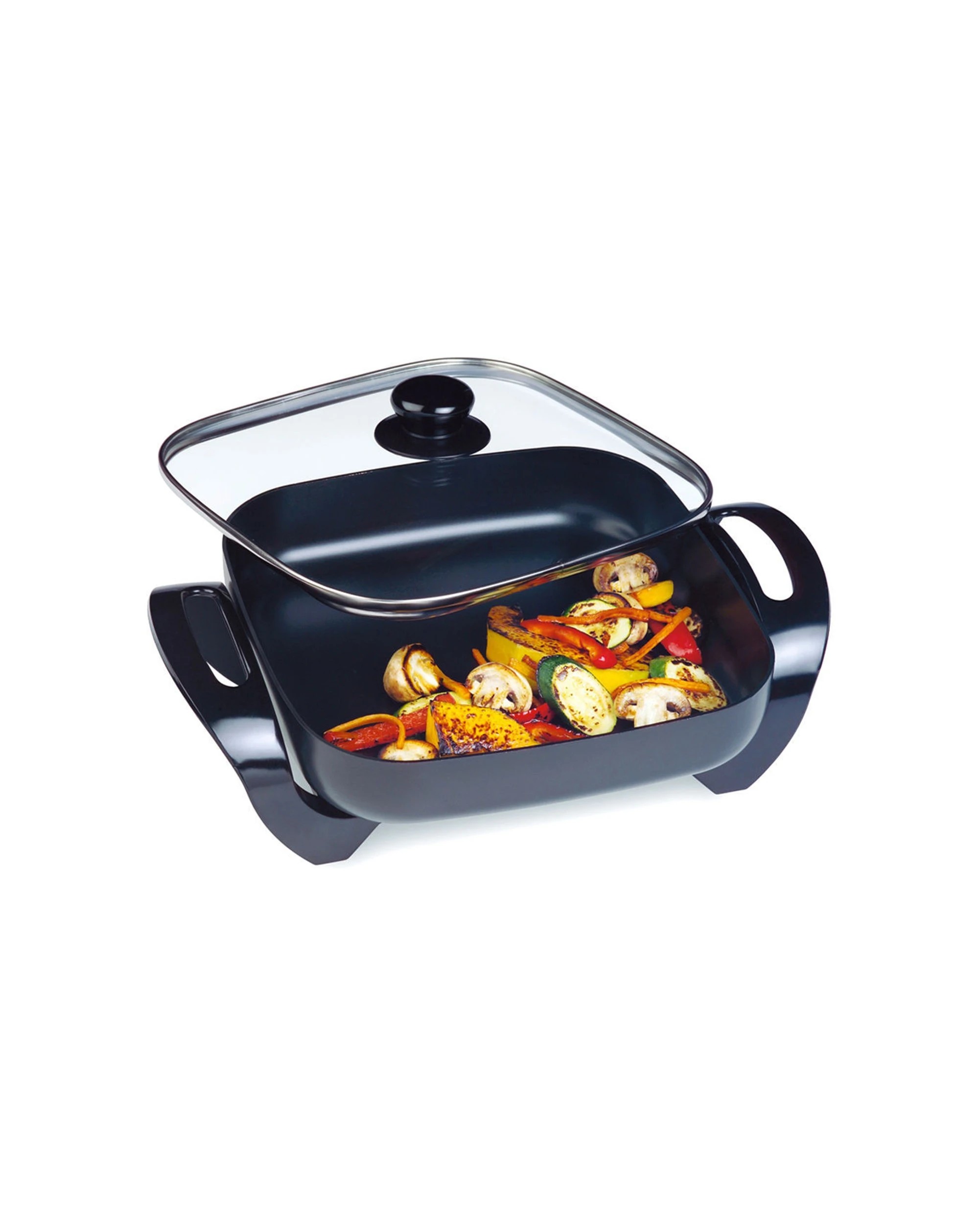 1 Maxim 29cm Electric Square Frypan Cooker Non-Stick Coated Thermostat Control - Black, 1 of 1