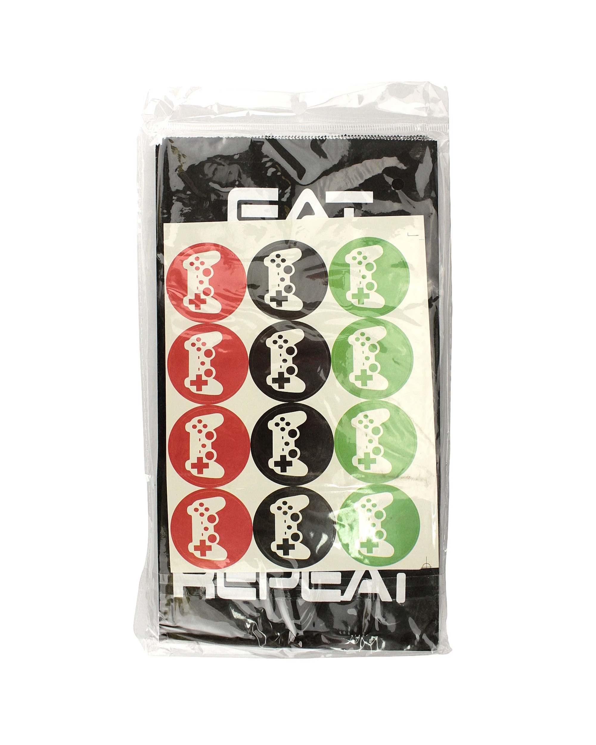 4 Party Maker Eat Sleep Game Repeat Paper Party Bags With Stickers Pack of 12 - Black, 4 of 5