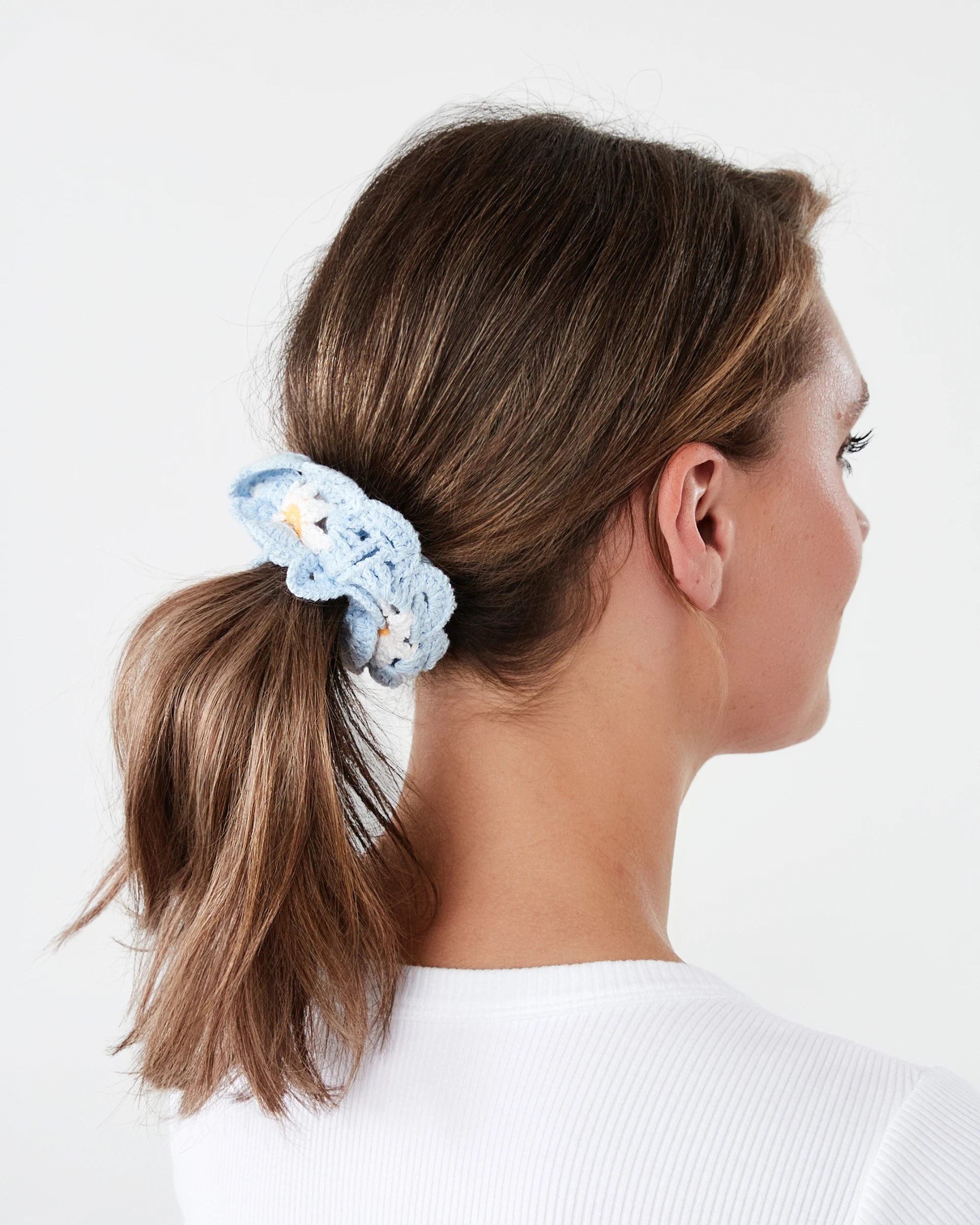 4 2 Pack Crochet Hair Scrunchies - Blue, 4 of 5