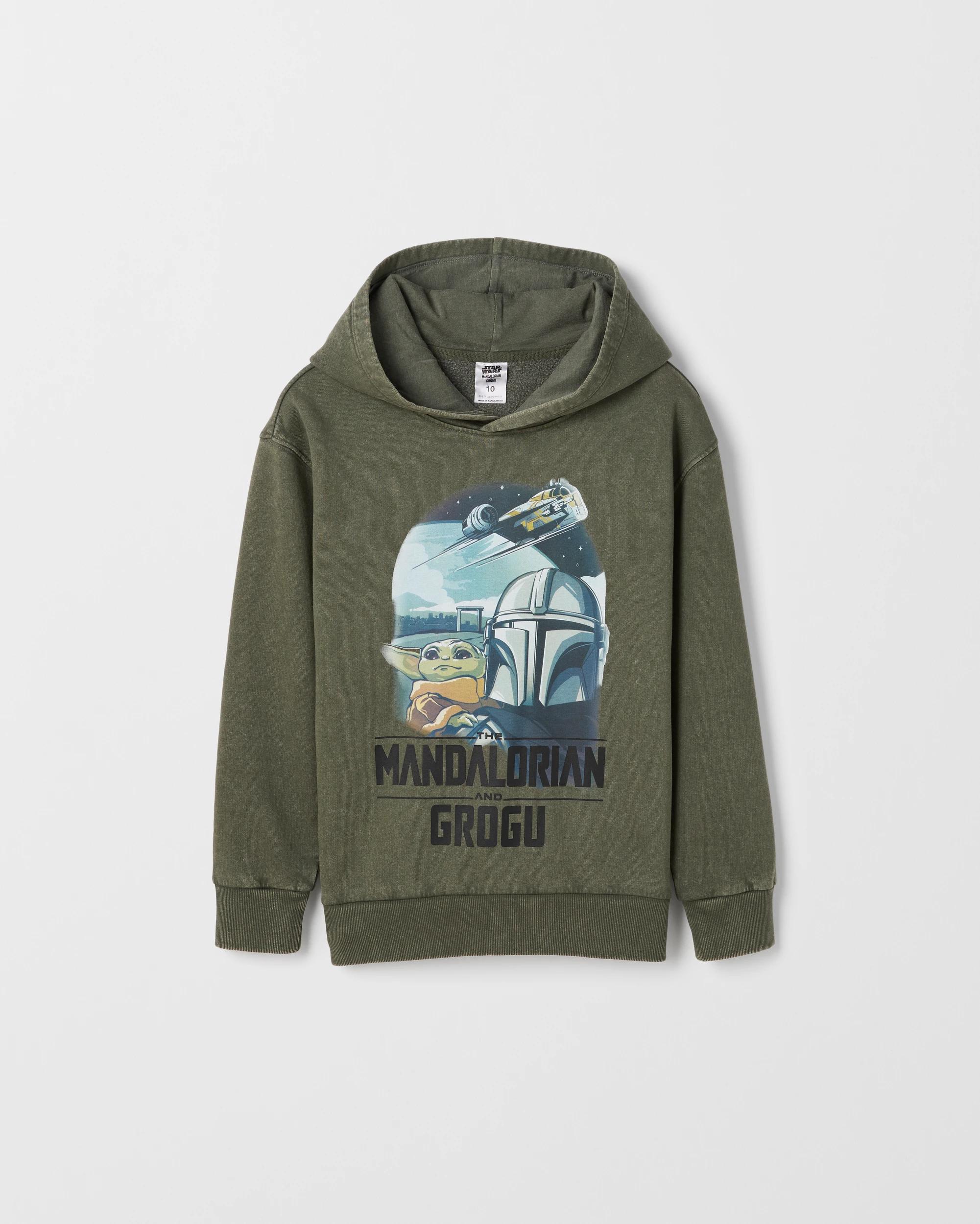 1 Disney The Mandalorian Australian Cotton Blend Popover Hoodie GREEN, 1 of 2