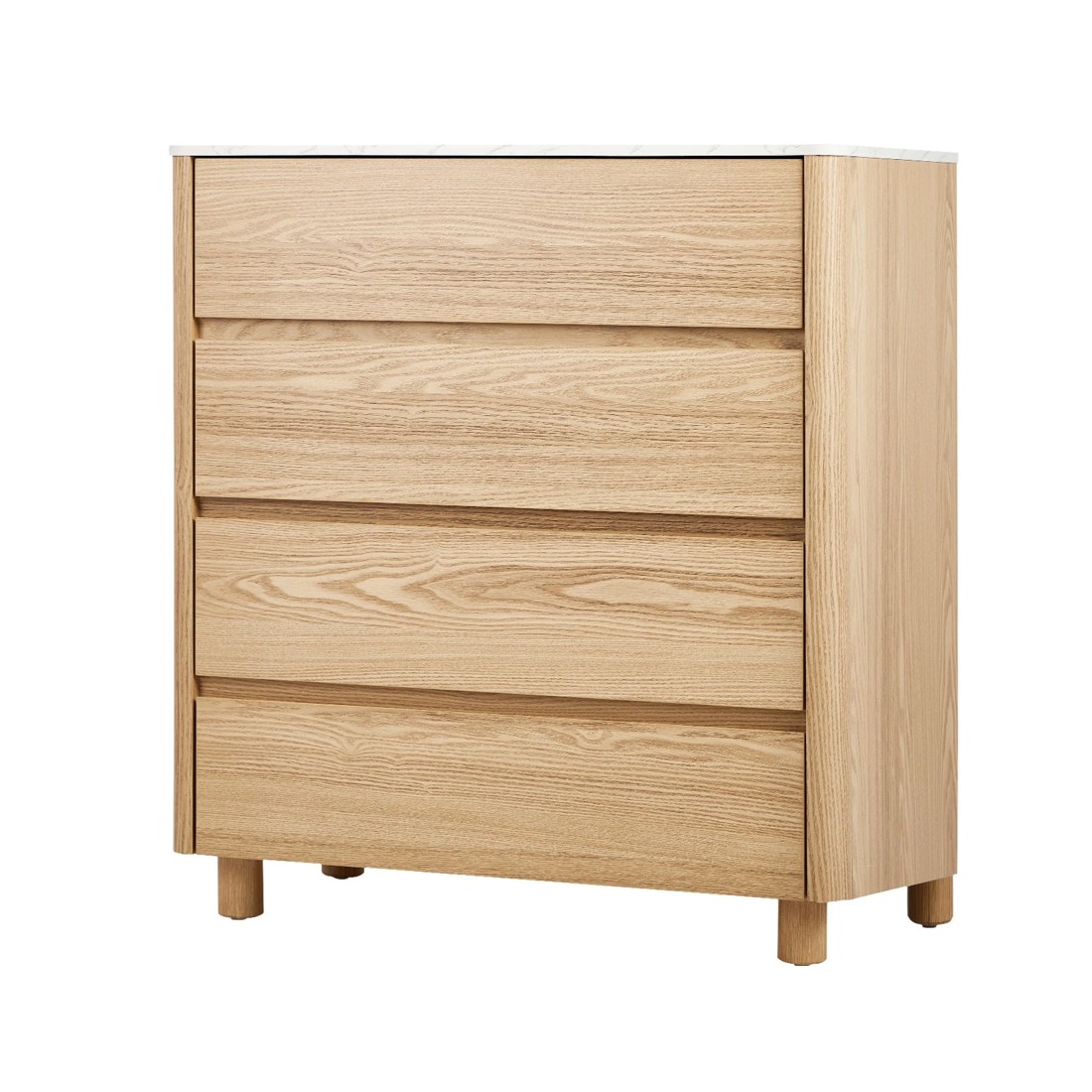 1 Oikiture 4 Chest Of Drawers Dresser Tallboy Storage Cabinet Faux Marble Top
 - Natural, 1 of 10