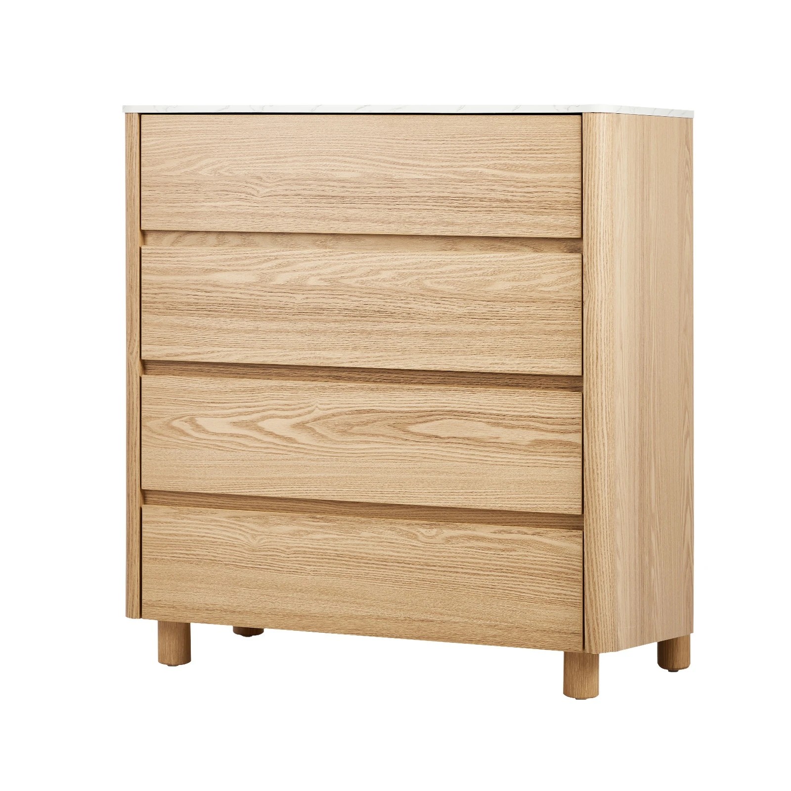 1 Oikiture 4 Chest Of Drawers Dresser Tallboy Storage Cabinet Faux Marble Top
 - Natural, 1 of 10