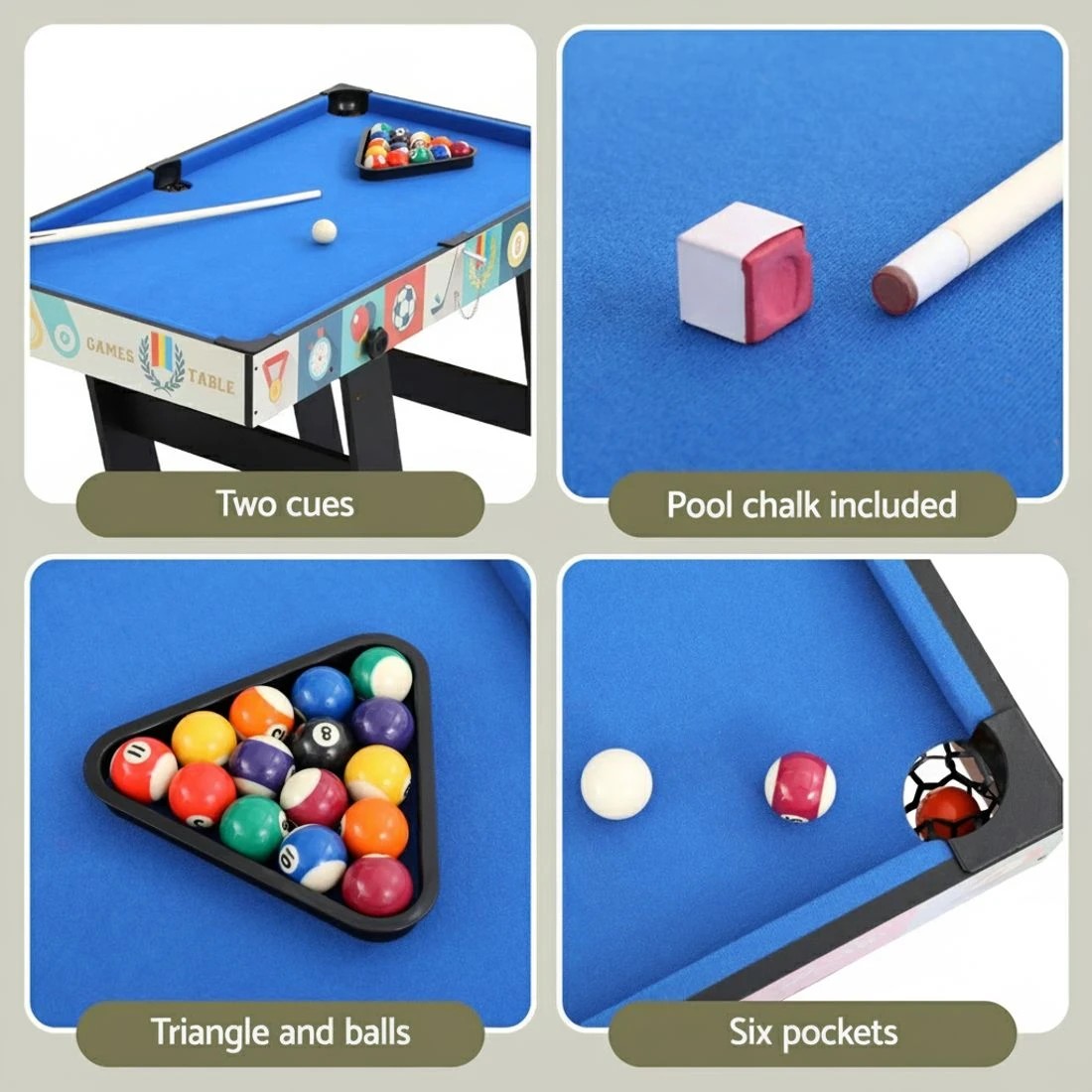 6 Everfit 4-in-1 Soccer Table Foldable Game Foosball Table Tennis Pool Hockey - Blue, 6 of 8