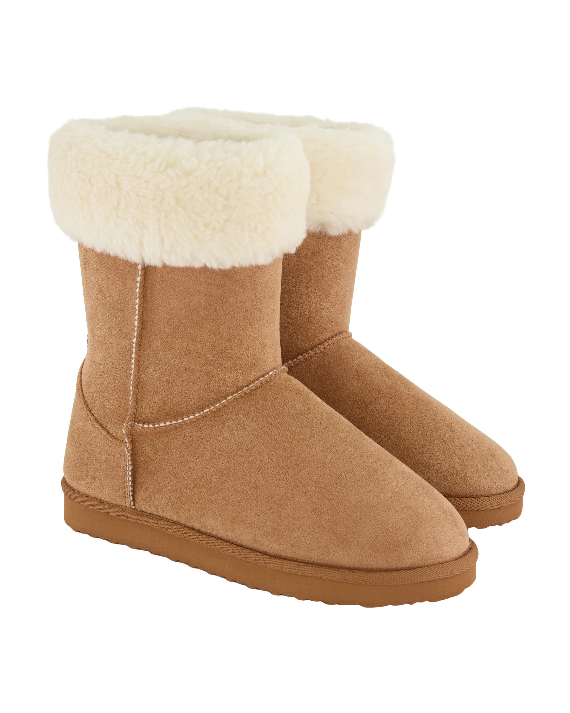 2 Faux Fur Slipper Boots Chestnut, 2 of 3