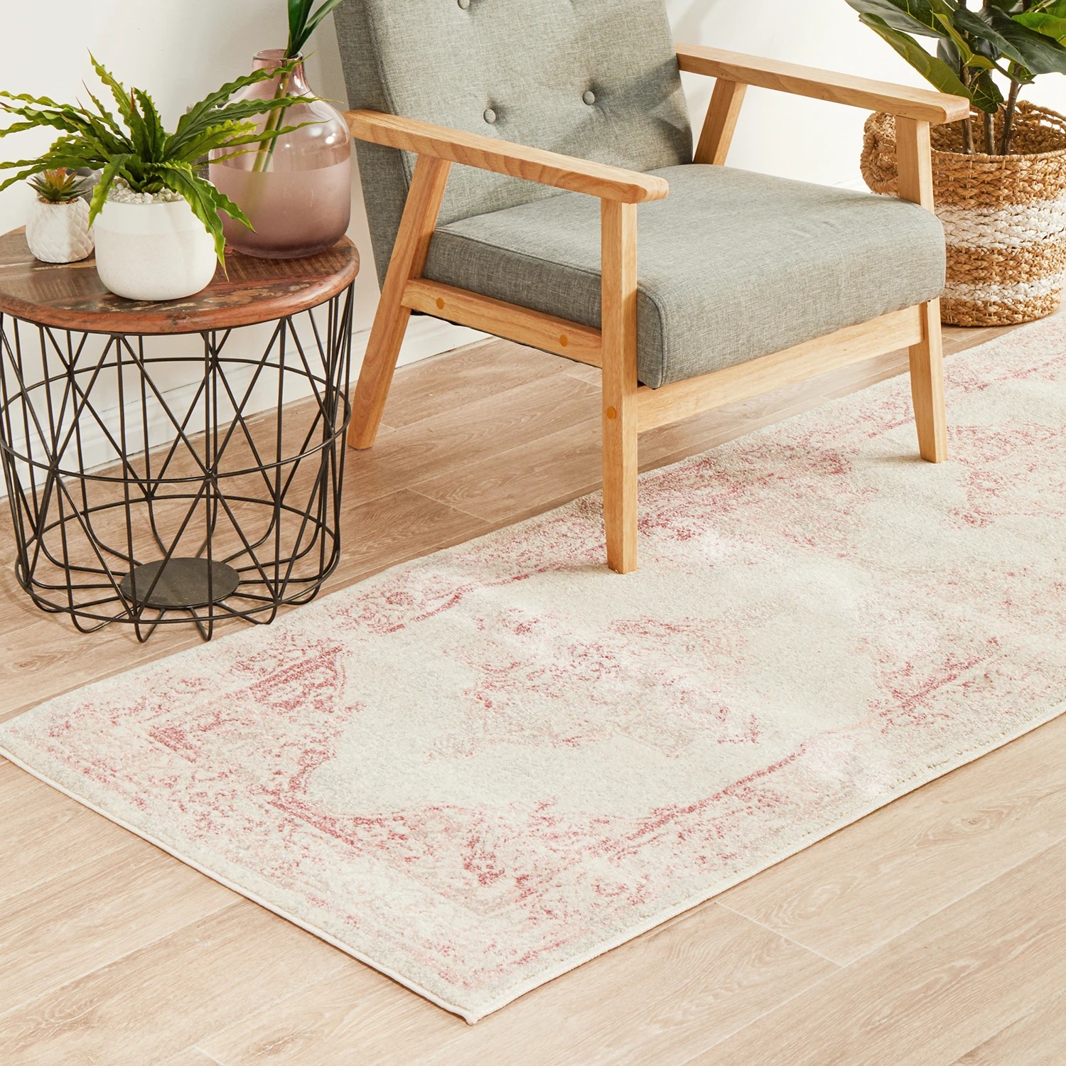 3 Common Ground Rugs Mason 702 400x80cm - Large Runner Power Loomed Pet Friendly Rug - Pink, 3 of 7