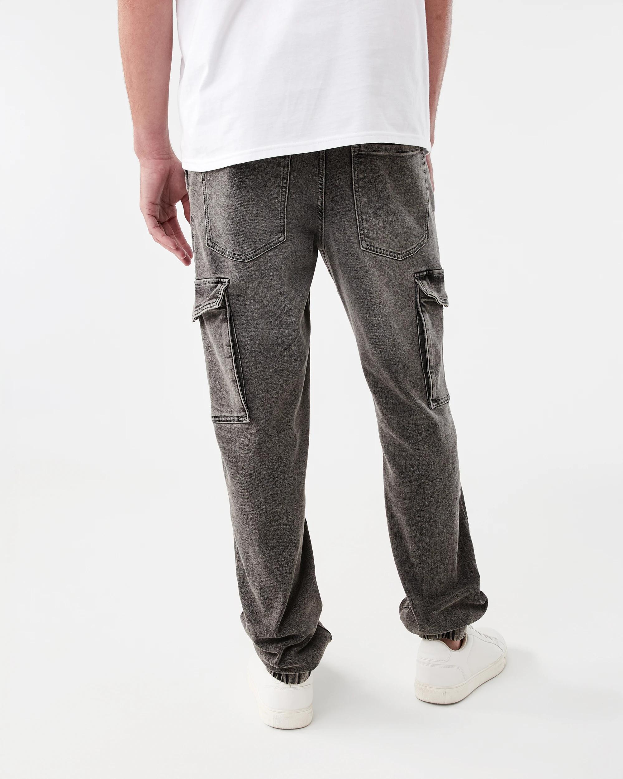 3 Cuffed Denim Joggers Grey Wash, 3 of 7