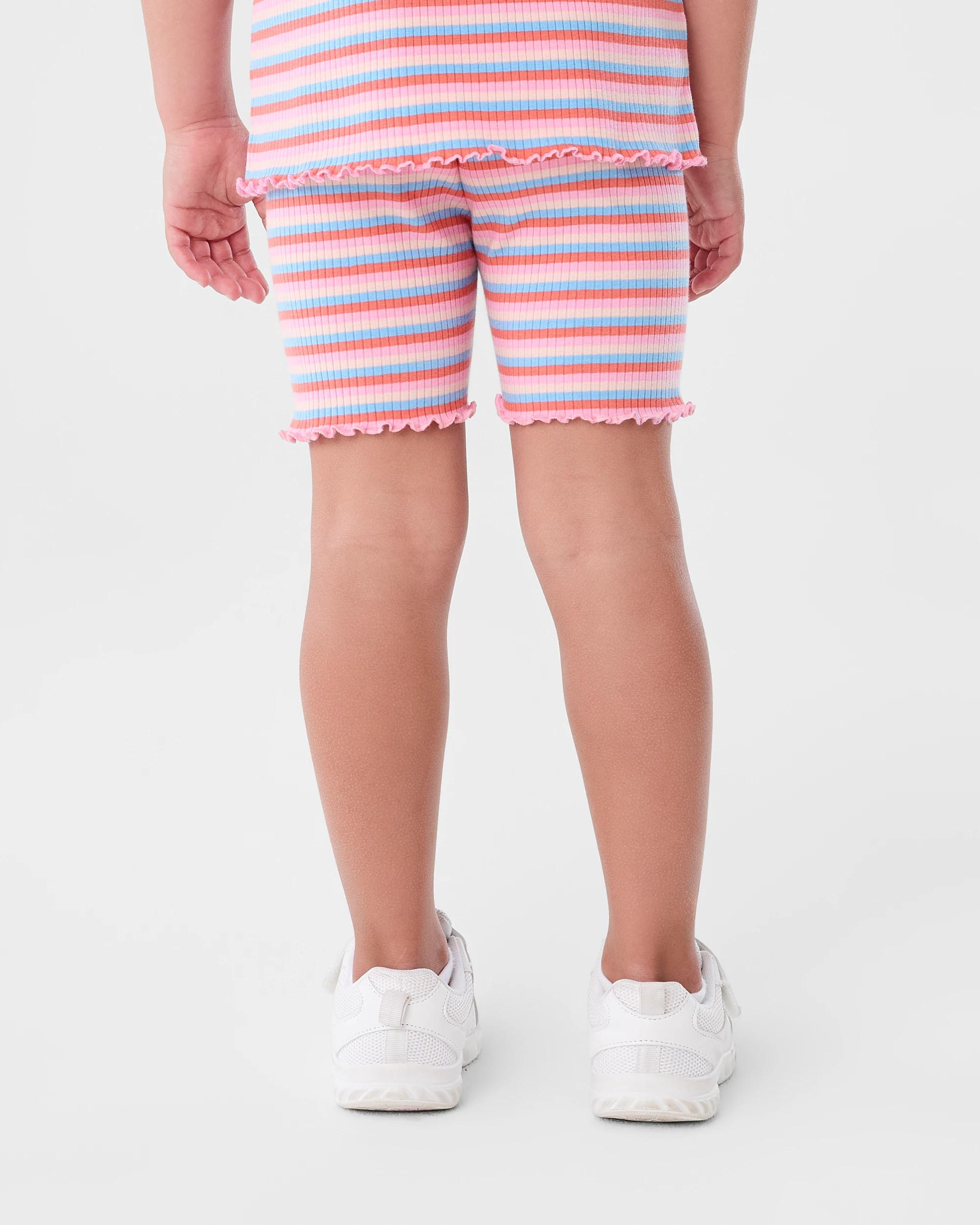 2 Printed Ribbed Bike Shorts Mlt Stripe, 2 of 6