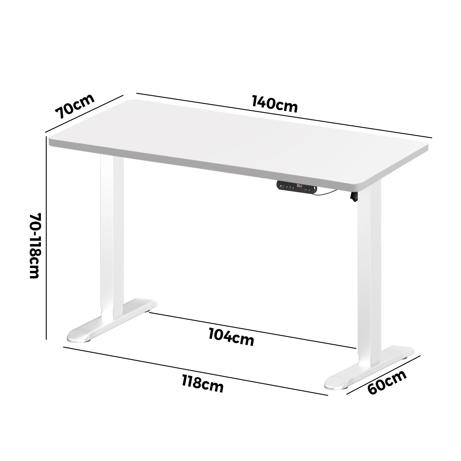 4 Oikiture Electric Standing Desk Single Motor 140cm Tabletop
 - White, 4 of 4