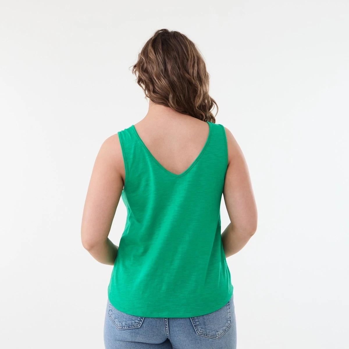 3 Sleeveless Knot Detail V-Neck Tank SIMPLY GREEN, 3 of 6