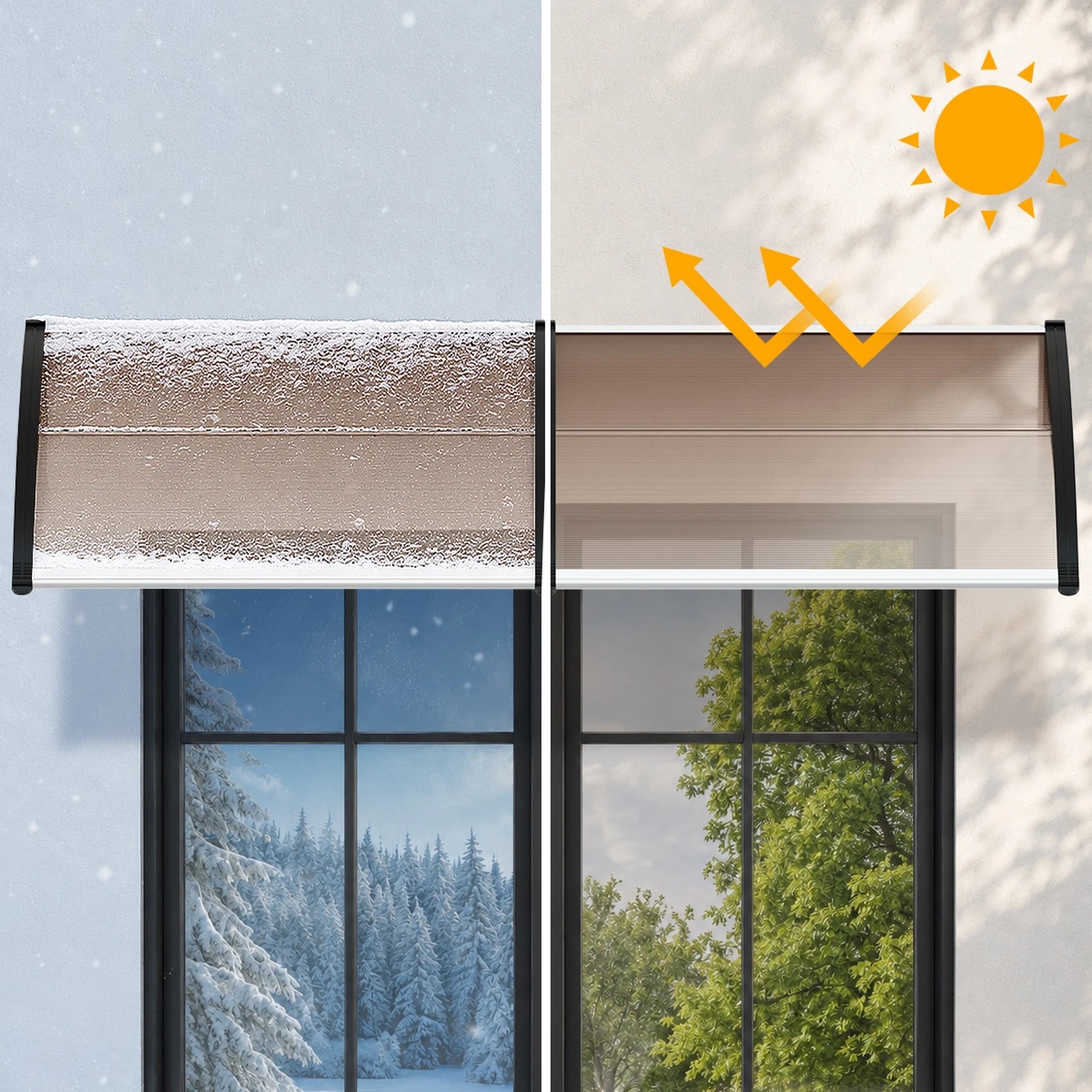 6 Livsip Window Door Awning Canopy Outdoor Patio Rain Cover Sun Shield 1.17mx3m - Brown, 6 of 8