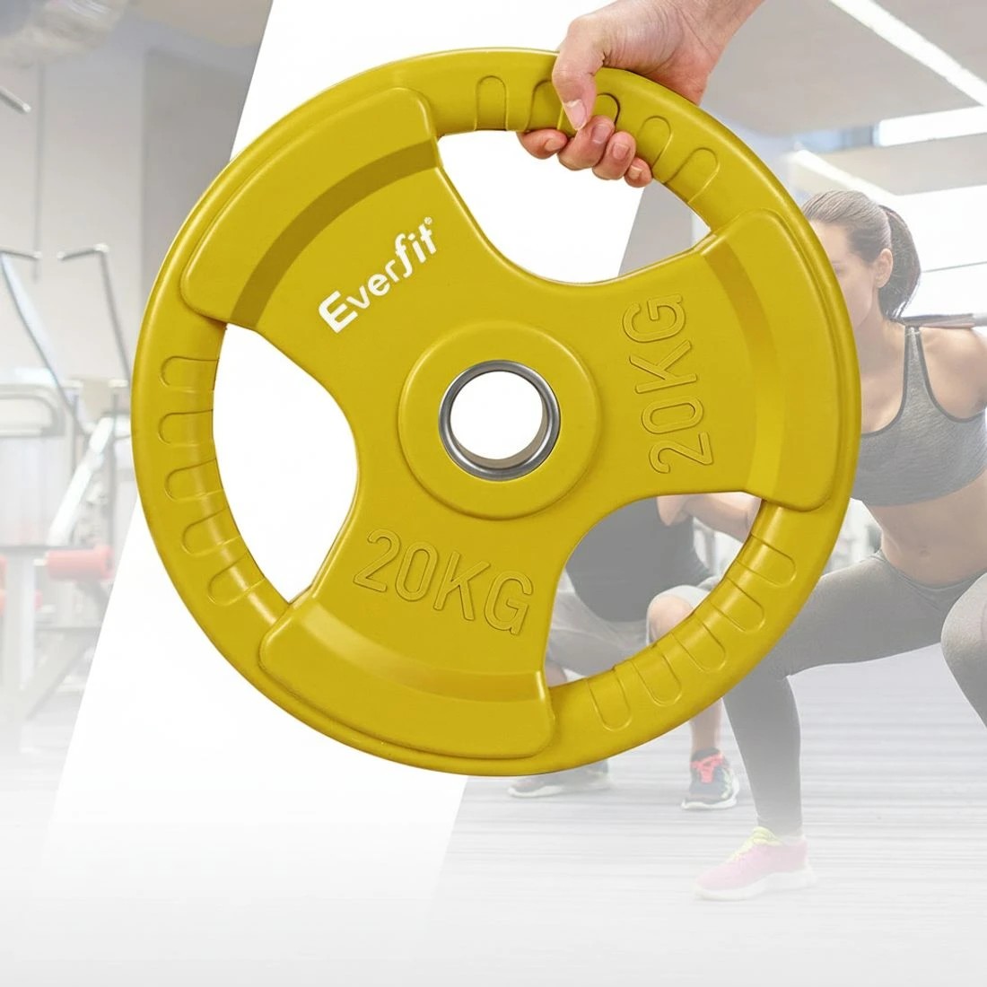 4 Everfit Weight Plates Olympic 20kg Dumbbell Barbell Plate Weight Lifting Home Gym - Yellow, 4 of 6