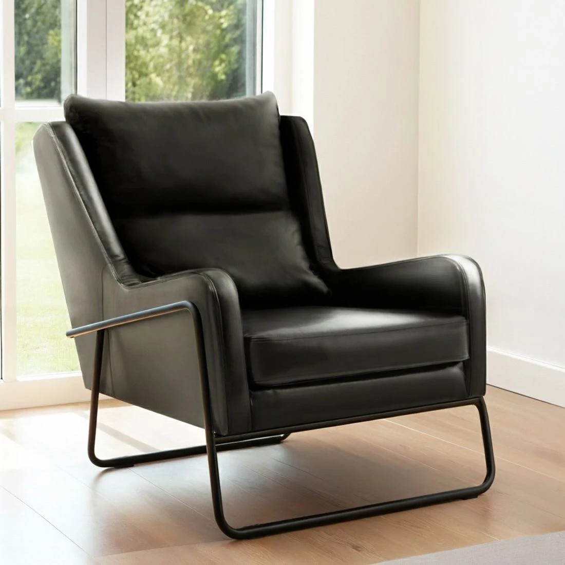 3 Artiss Armchair Accent Chair PU Leather Wingback - Black, 3 of 5