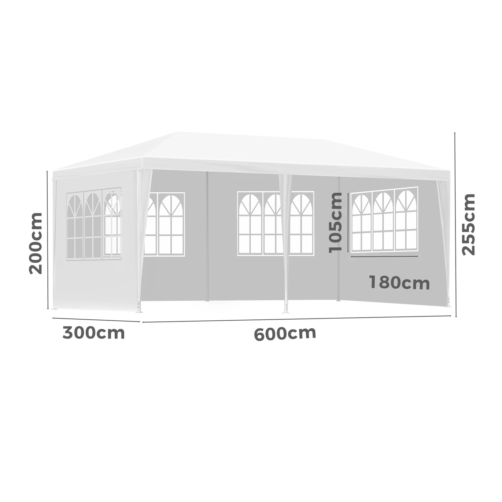 7 Alfordson Gazebo Outdoor Marquee Party Tent Camping Portable Side Wall 3x6m - White, 7 of 7