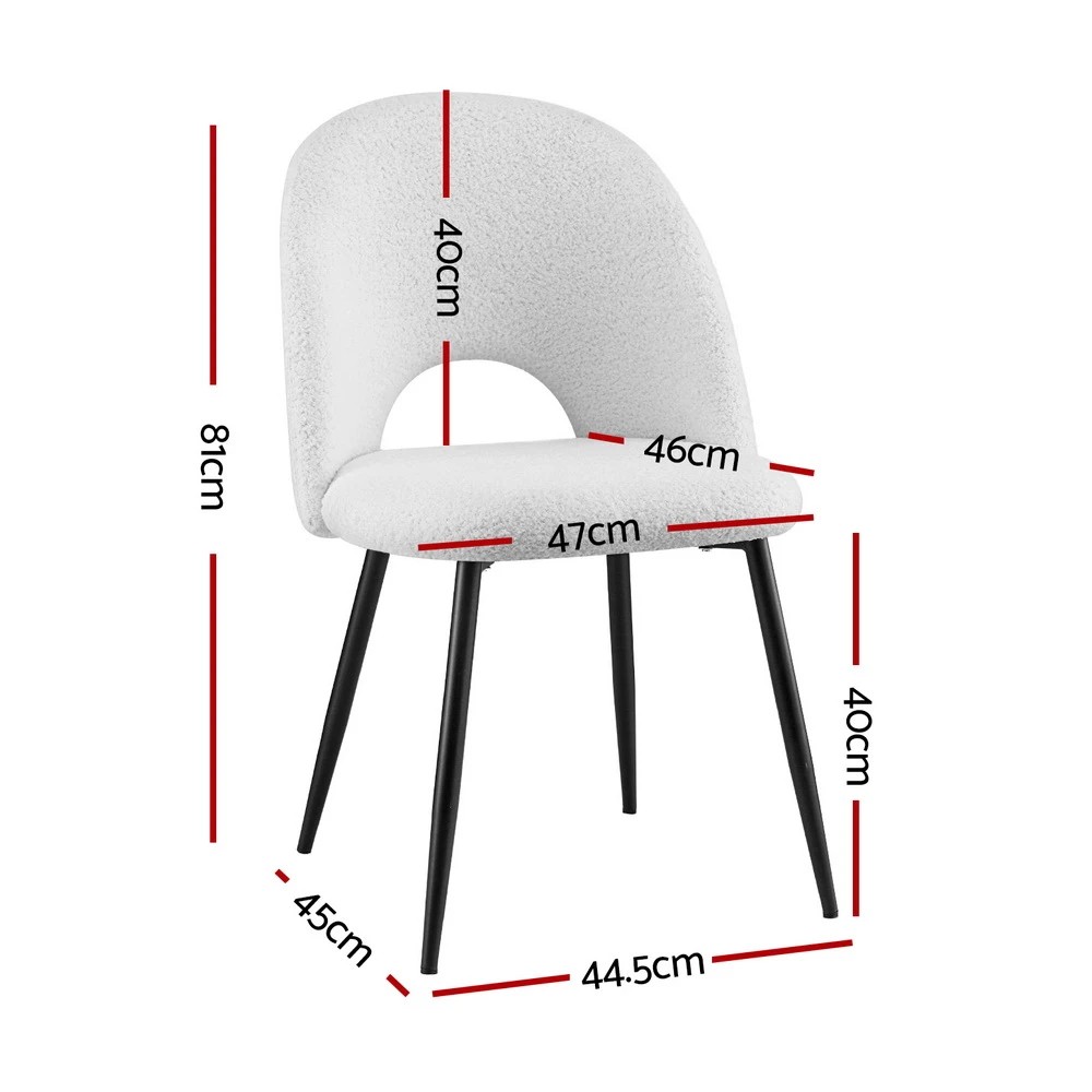 2 1 Set of 4 Artiss Dining Chair Boucle Sherpa - White, 2 of 5