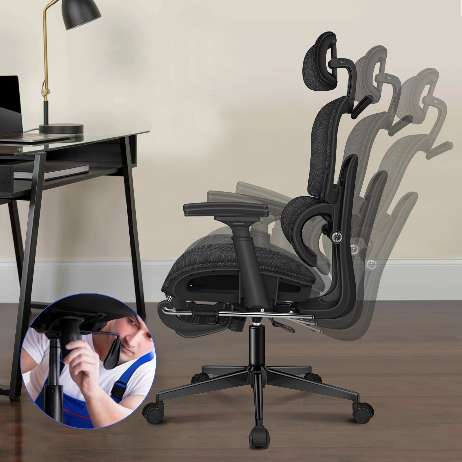 5 Alfordson Ergonomic Office Chair Mesh Executive Racing Computer Seat - Black, 5 of 10