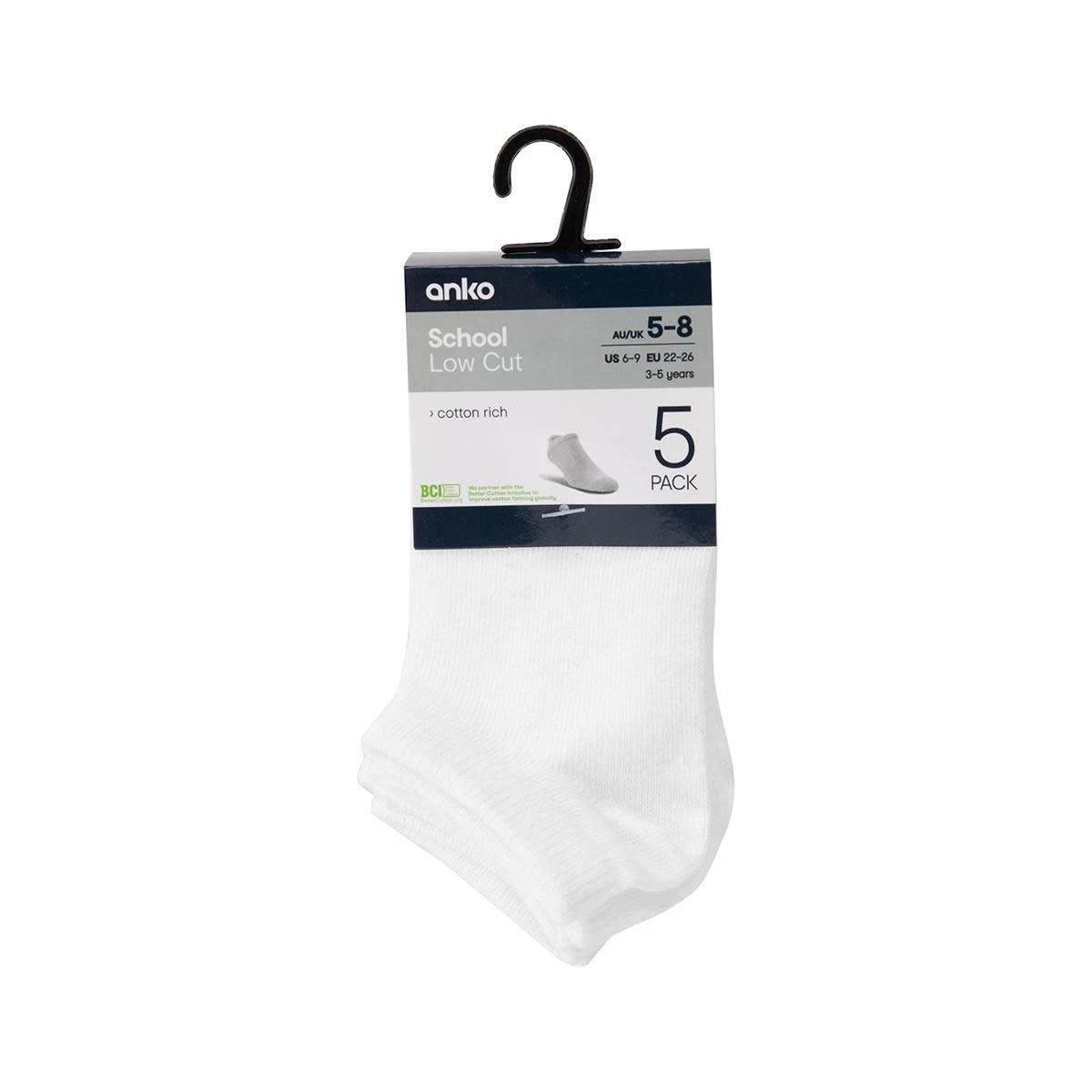 3 5 Pack School Low Cut Socks WHITE, 3 of 3