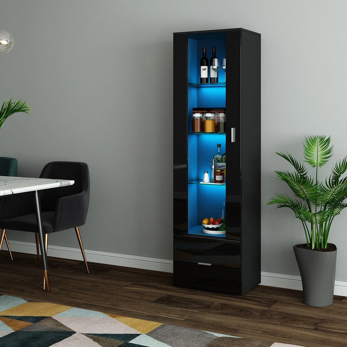 8 Ausway Glass Front Display Cabinet LED Storage Unit 190cm, 8 of 8