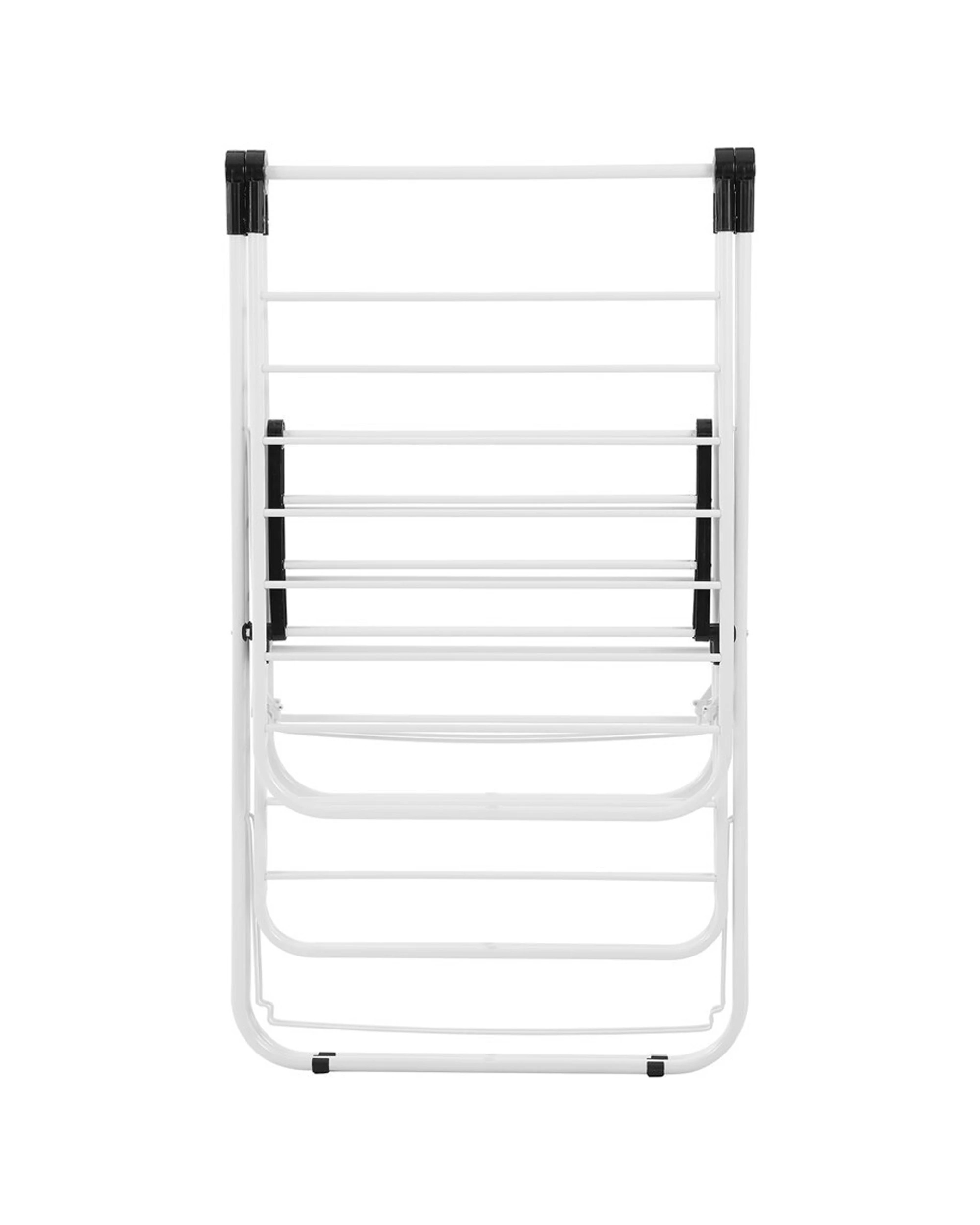 2 Boxsweden 2 Tier Foldable Flat Laundry Clothes Hanging Storage Airer 32 Rails
 - White, 2 of 5