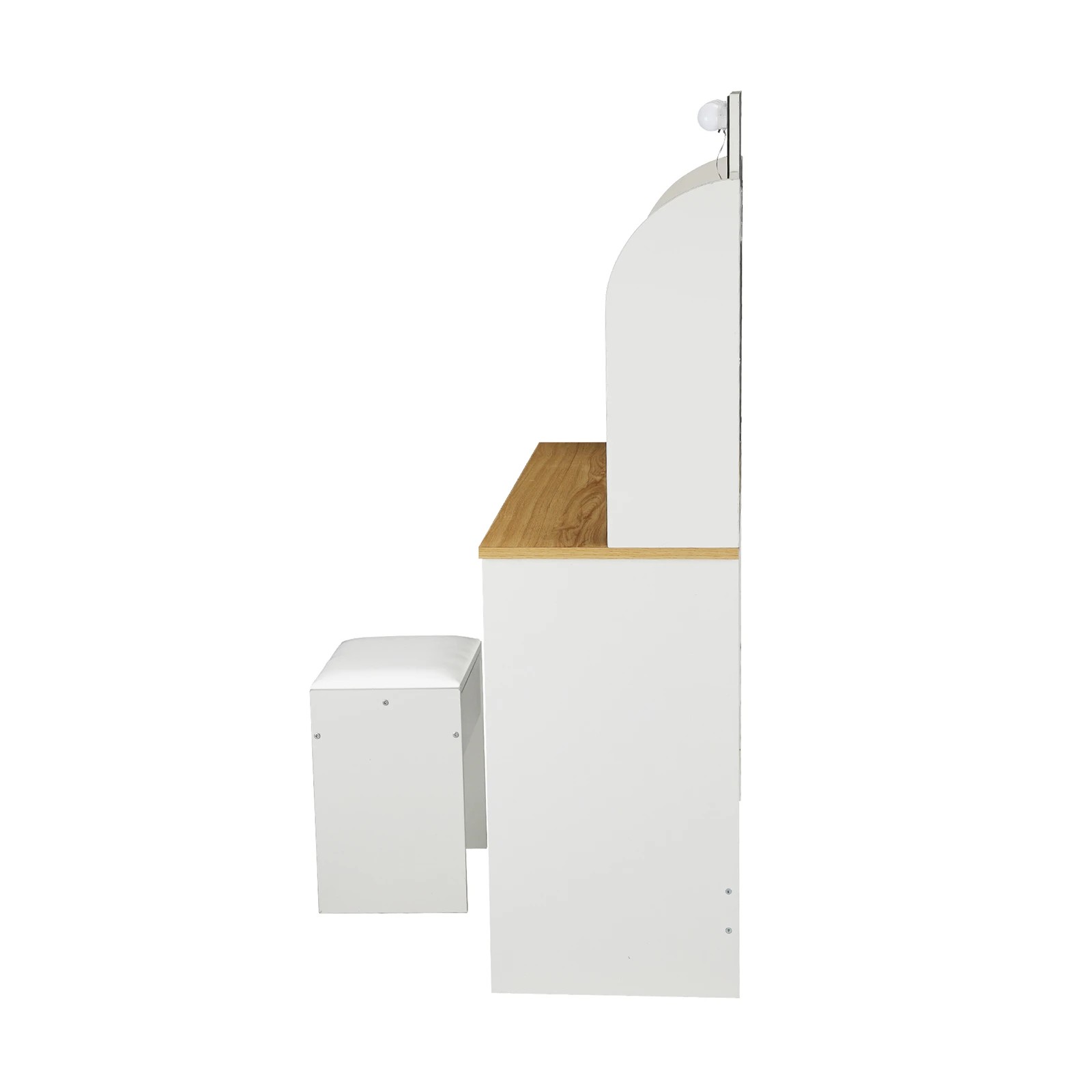 7 Oikiture Dressing Table Stool Set Makeup Mirror Storage Drawer 10led Bulbs
 - White, 7 of 9