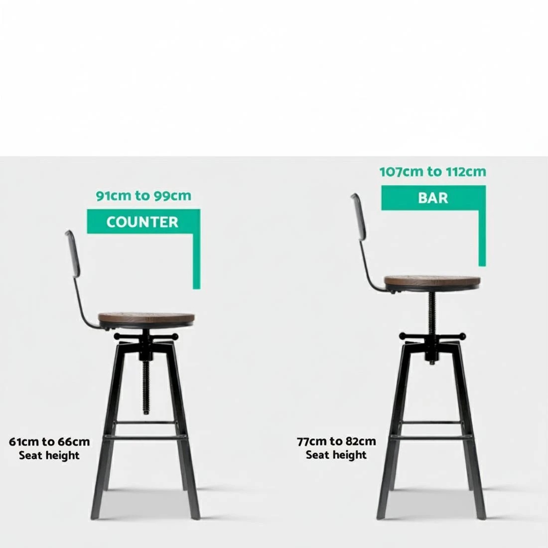 5 Artiss 4x Bar Stools Kitchen Dining Chairs Adjustable Wood Stool w/Backrest - Black, 5 of 5