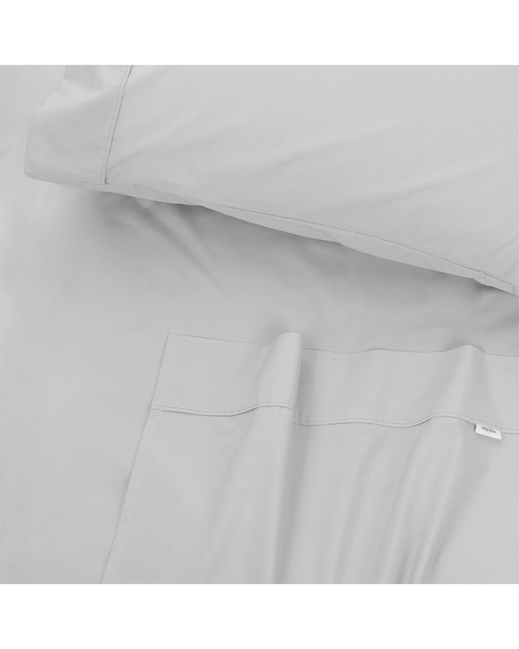 4 Algodon 300TC Cotton Fitted Bedding Bed Sheet Set - King Single Bed - Silver, 4 of 5