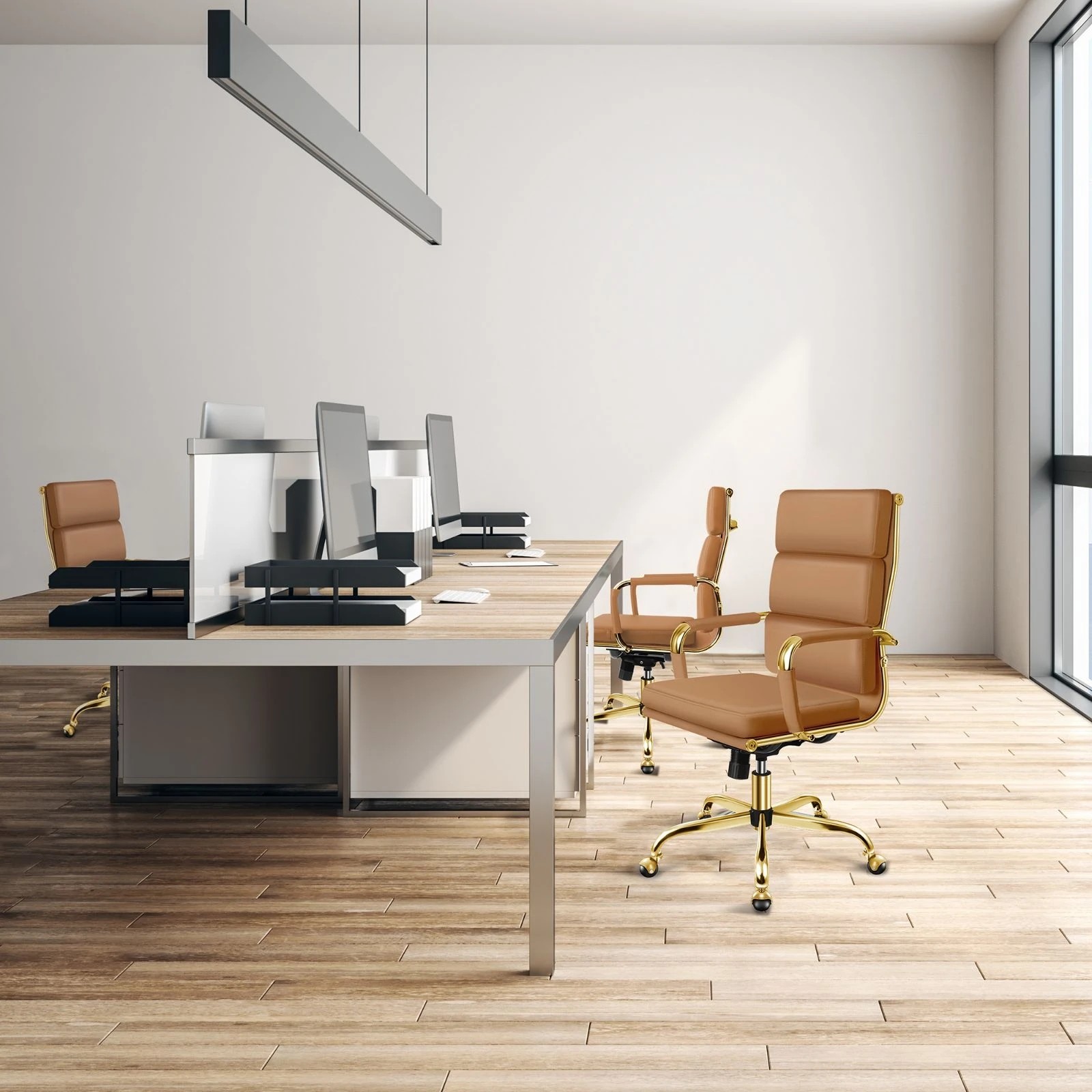 4 Alfordson Office Chair Ergonomic Paddings Computer Executive Work Seat High Back - Brown, 4 of 10