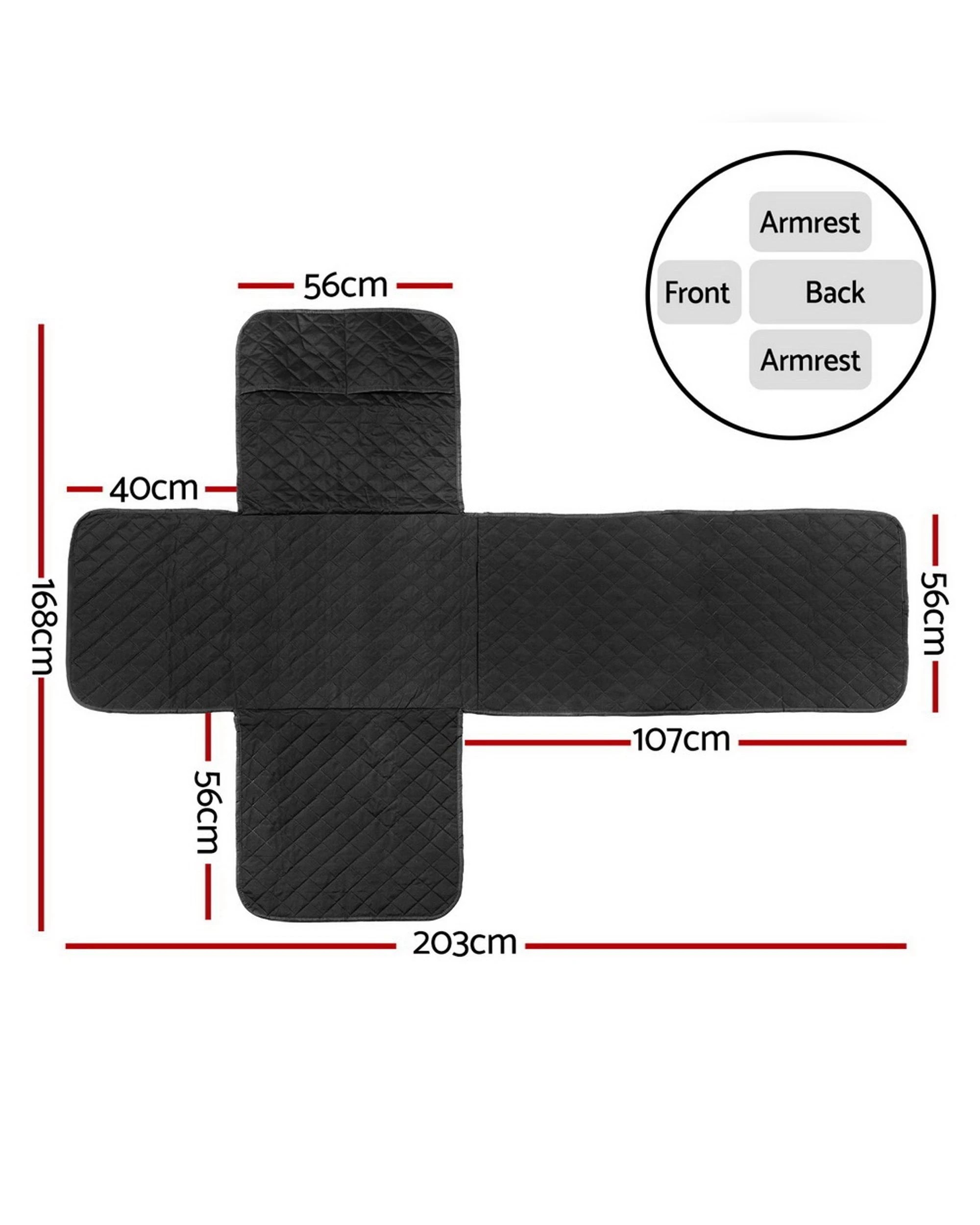 2 Artiss Recliner Chair Cover 100% Water Resistant - Black, 2 of 6