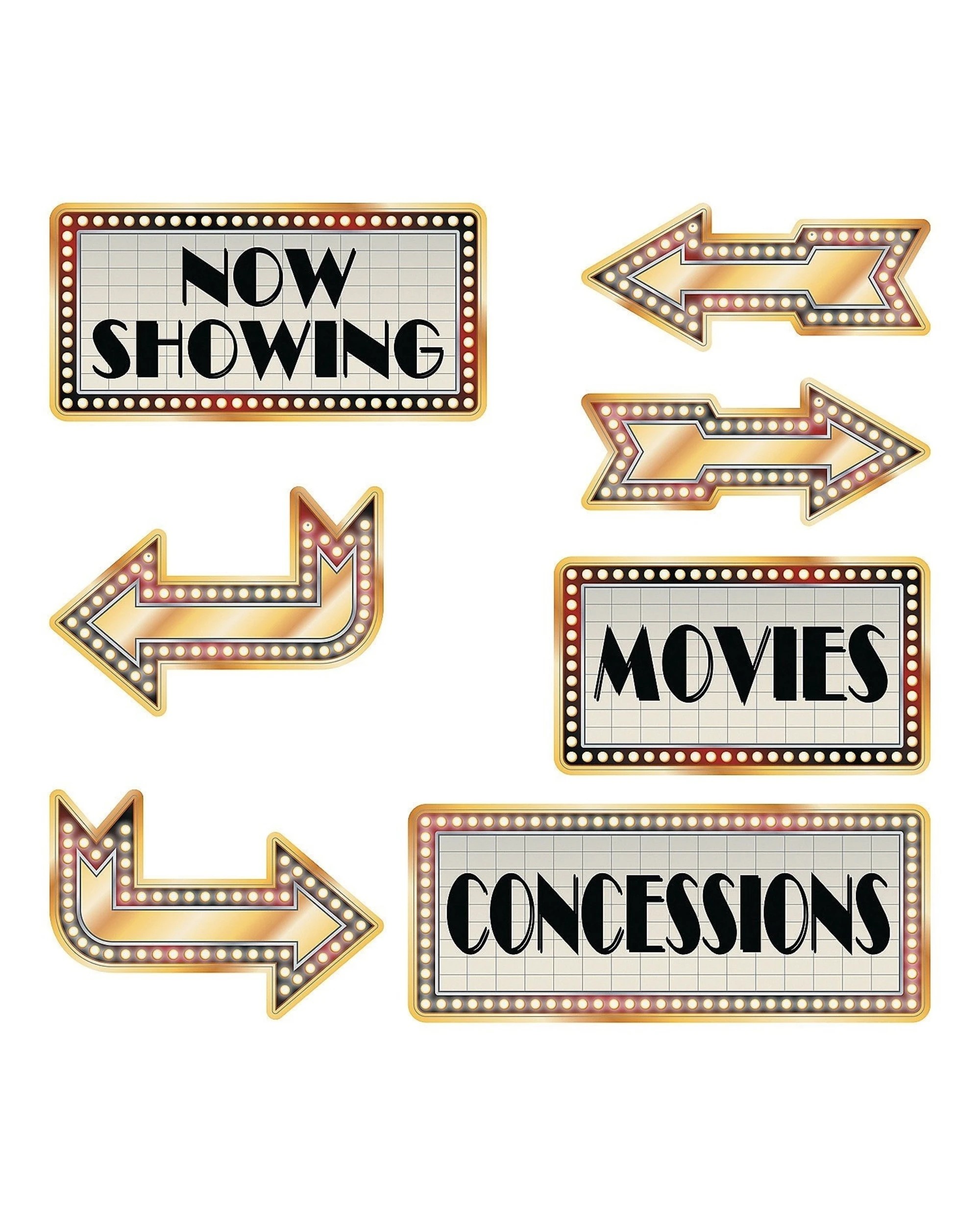 1 Fun Express Movie Night Cutouts Pack of 6 - Gold, 1 of 1