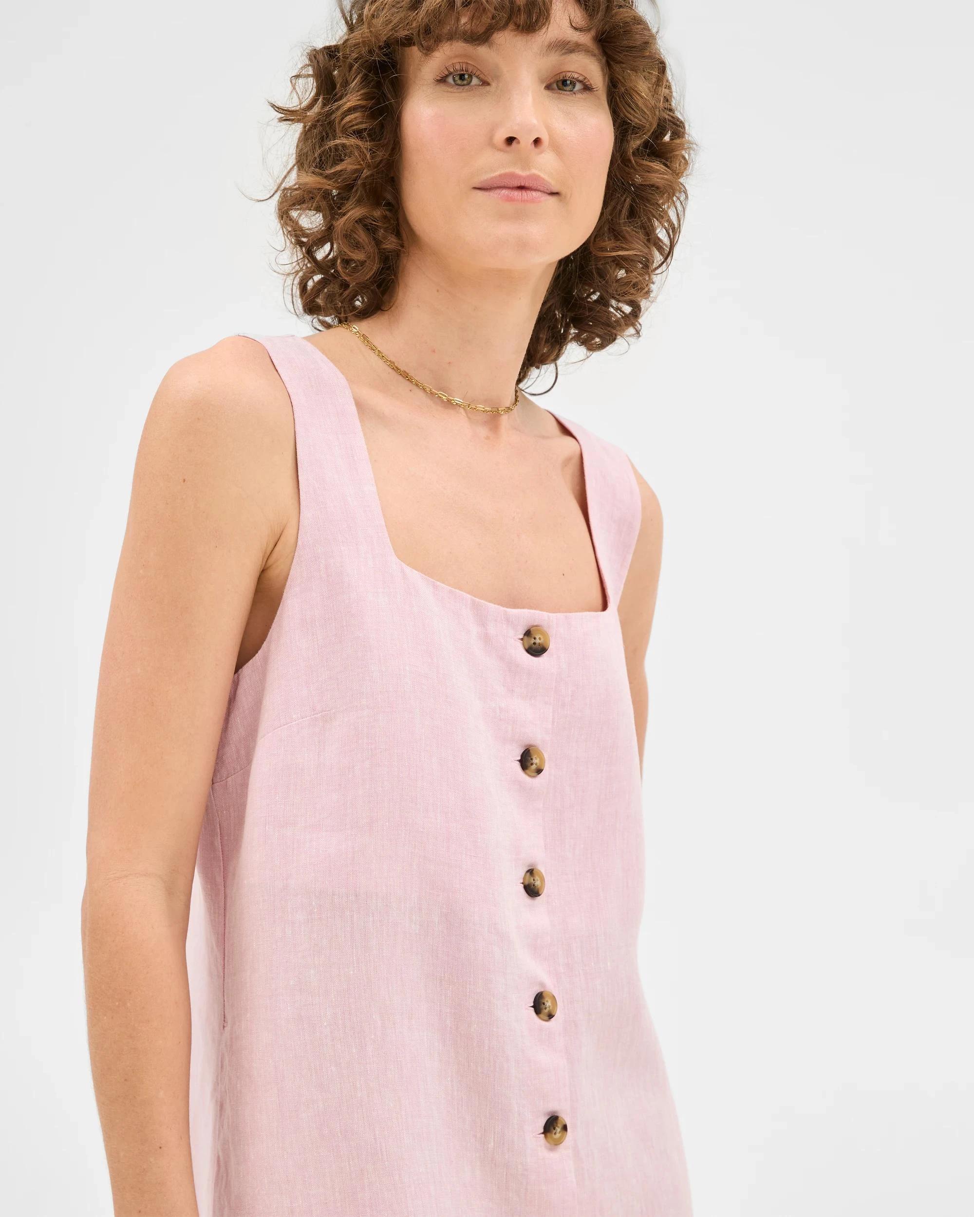 3 Target Woman European Linen Sleeveless A-Line Mini Dress PRETTY PINK X-DYE, 3 of 6