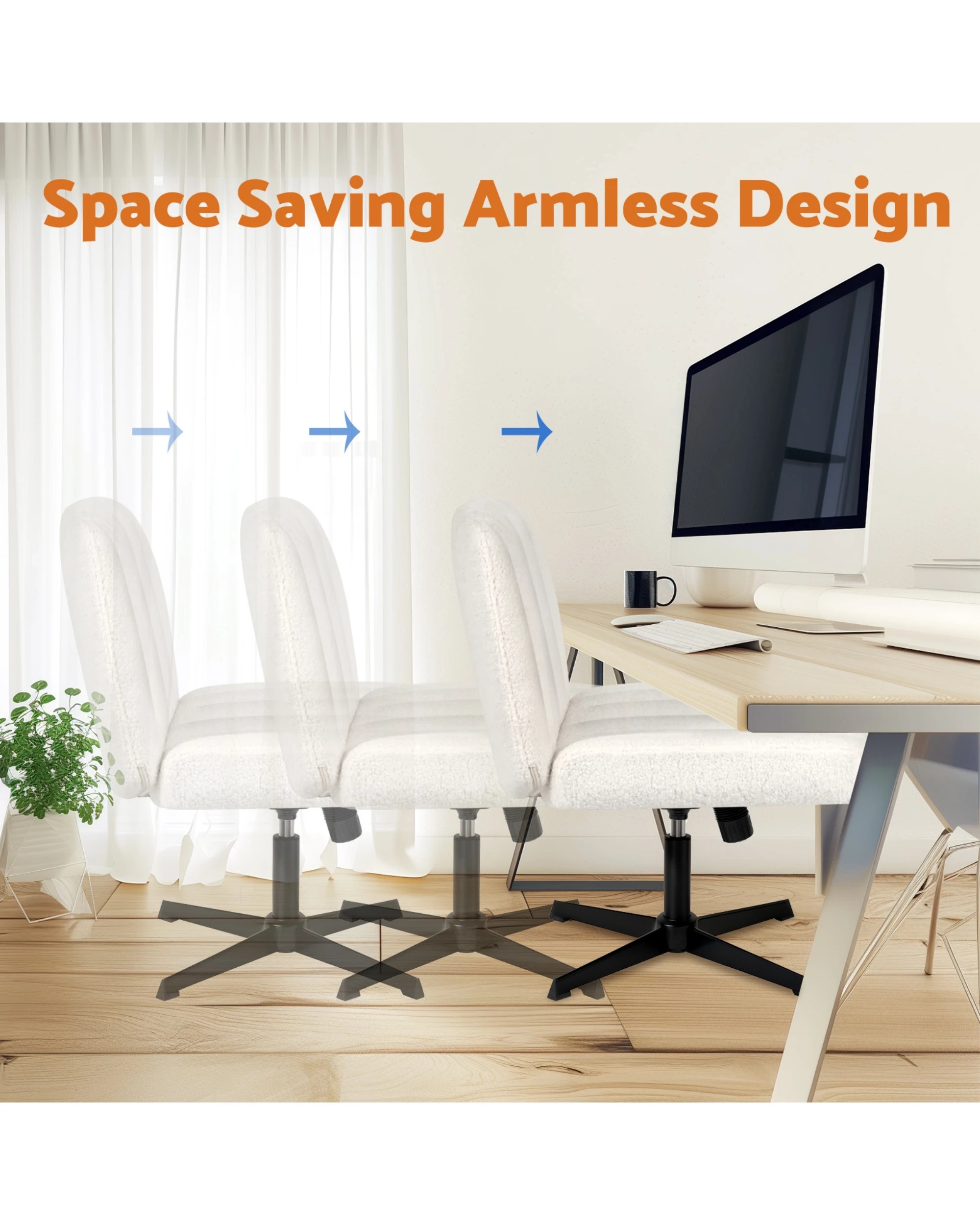 8 Advwin Armless Cross-Legged Office Chair, 8 of 9