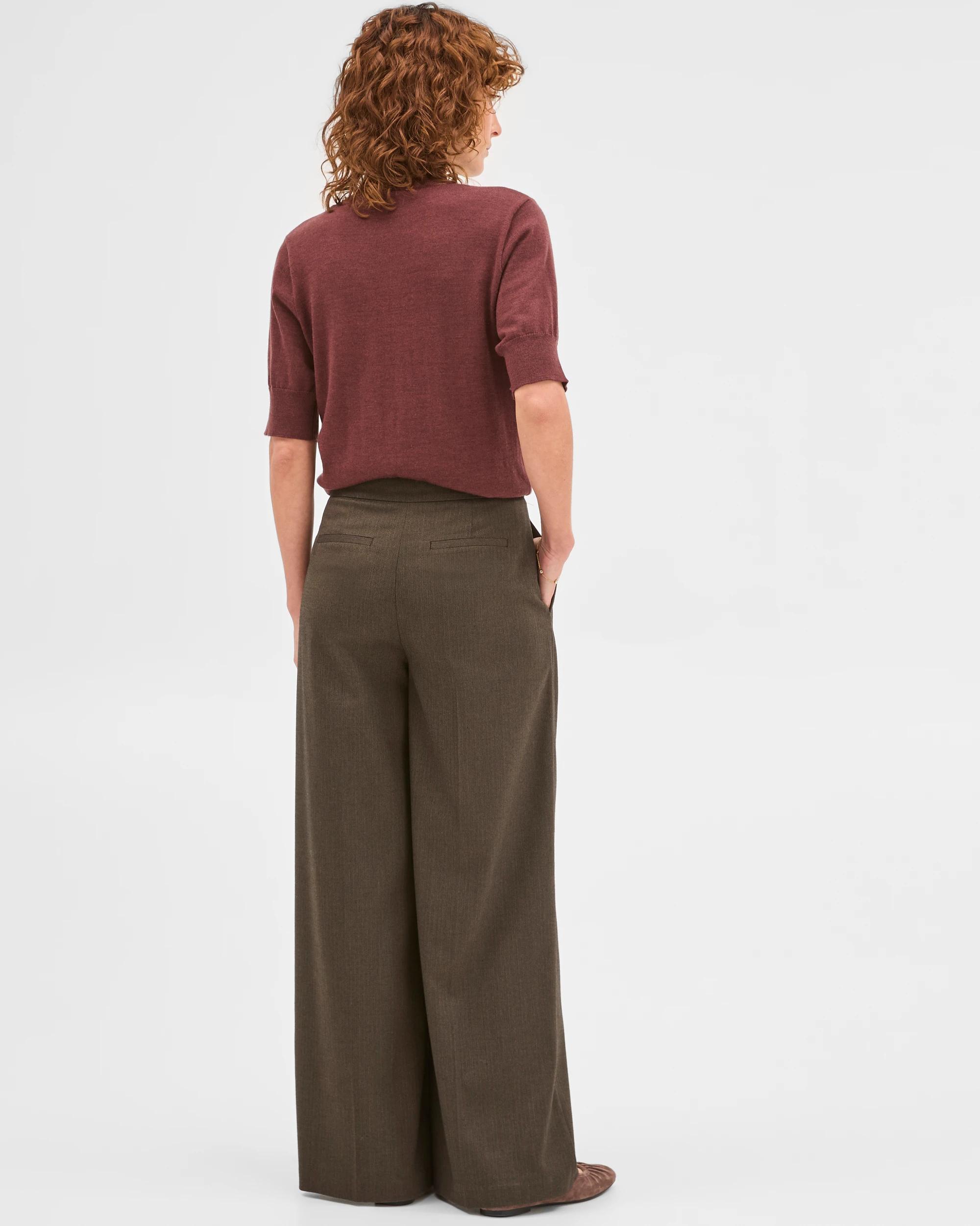 6 Preview Herringbone Wide Leg Pants CHOCOLATE, 6 of 8